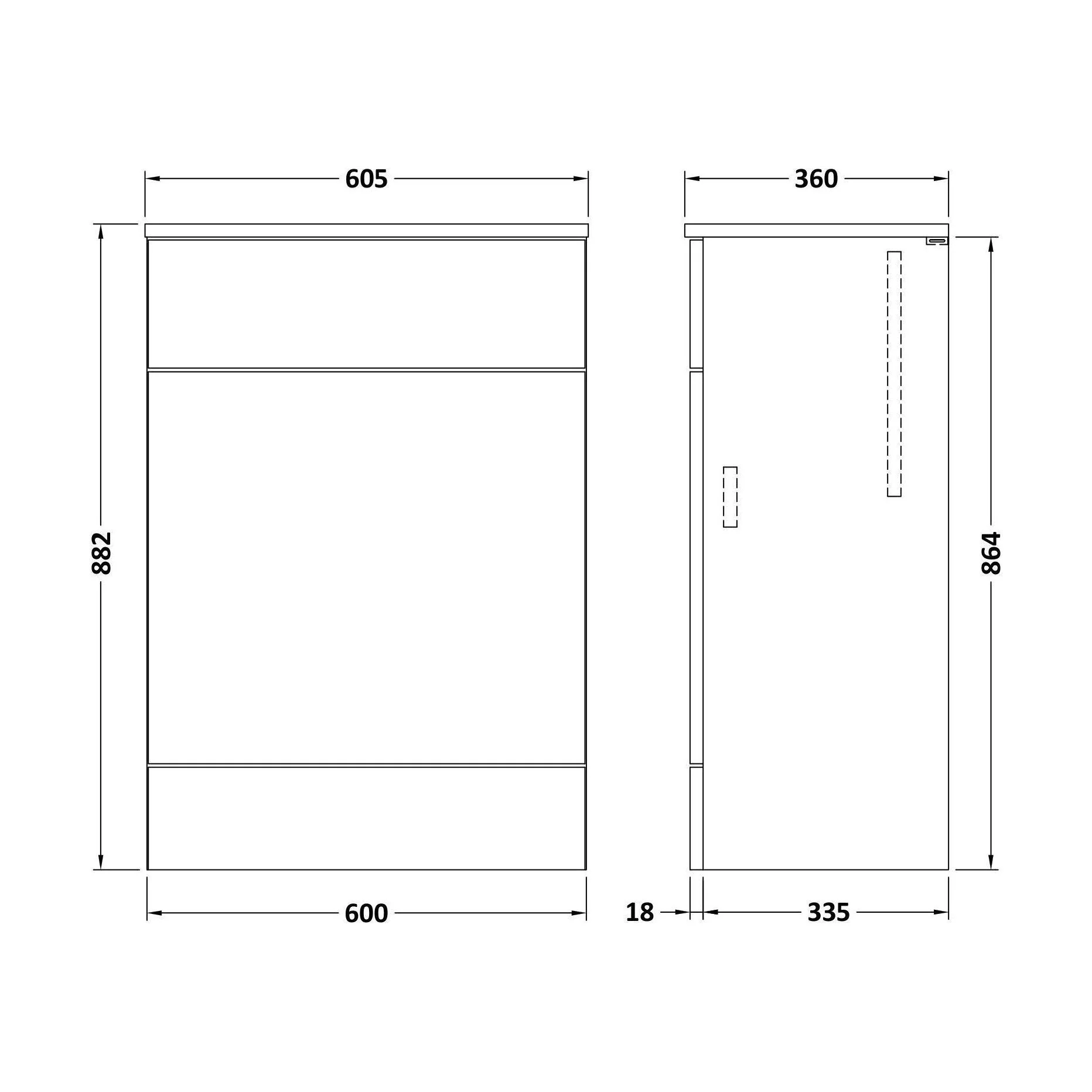 Alrewas Contemporary Floor Standing WC Unit with Coordinating Worktop, Charcoal Black, 600mm - Image 2