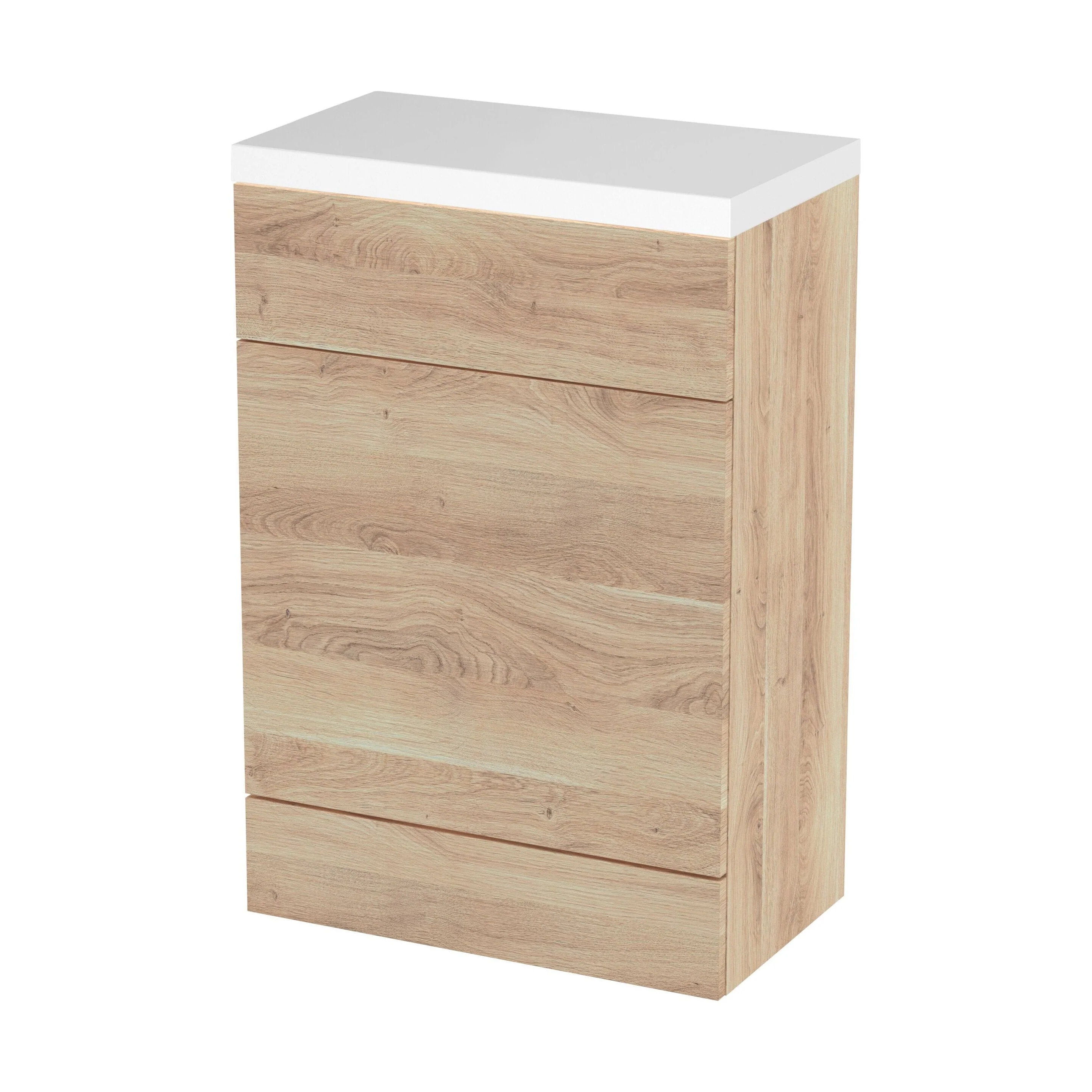 Alrewas Contemporary Floor Standing WC Unit with Worktop, Bleached Oak, 600mm
