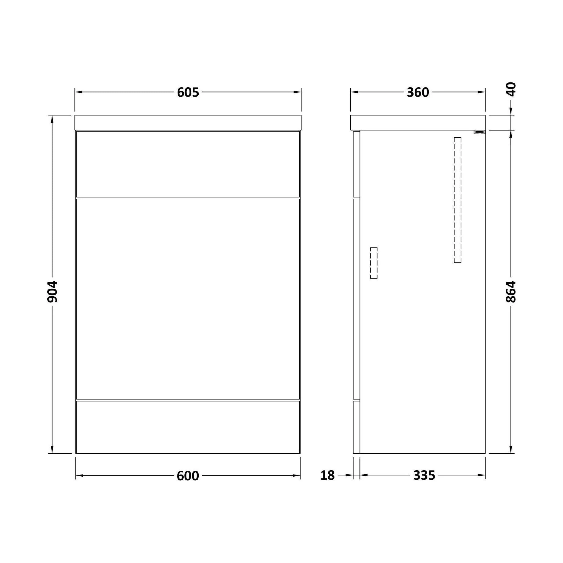 Alrewas Contemporary Floor Standing WC Unit with Worktop, Bleached Oak, 600mm - Image 2