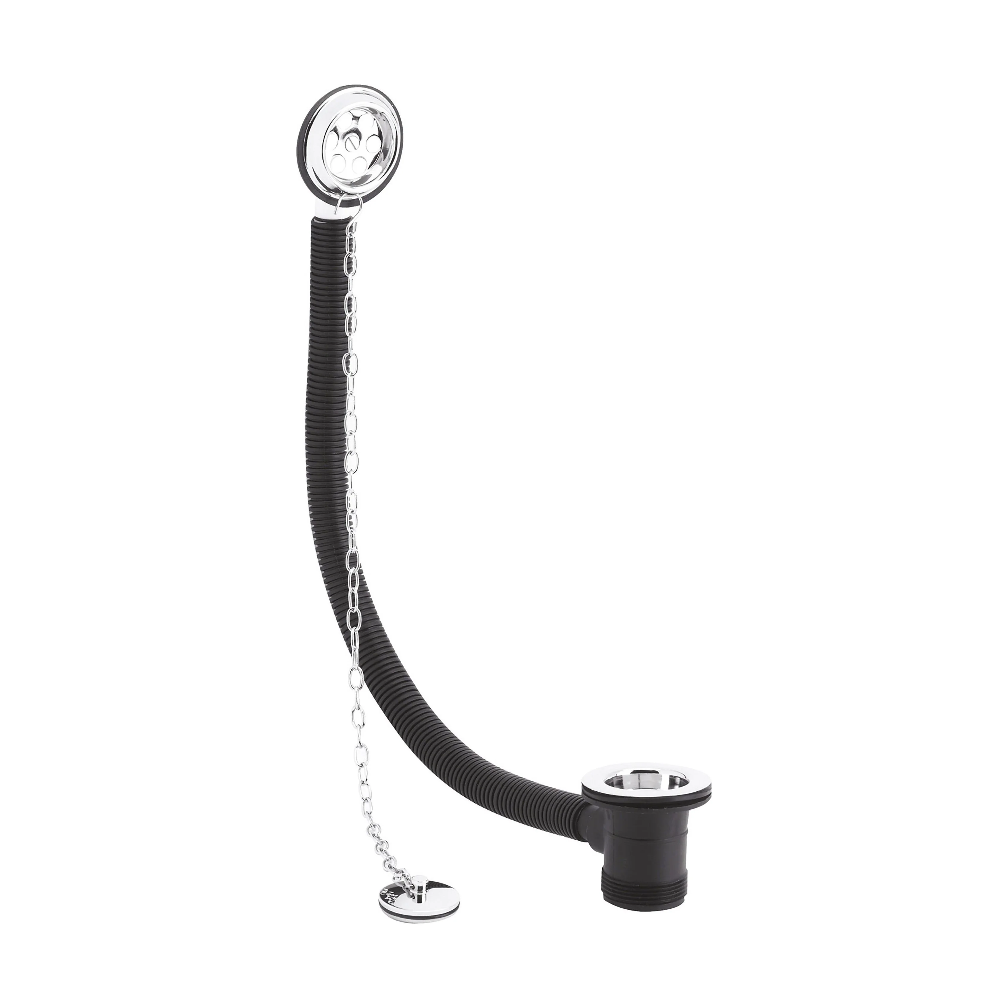 Balterley Round Bath Waste with Overflow, Brass Plug and Link Chain, for Baths up to 20mm - Chrome