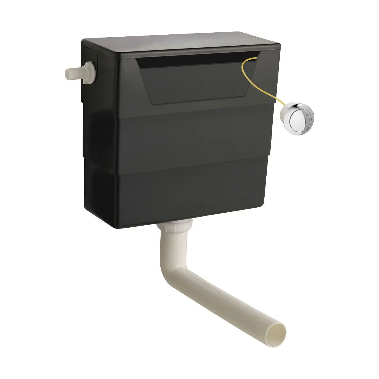 Balterley Contemporary Universal Water Saving Dual Flush Side Inlet with Round Push Button - Chrome/Black
