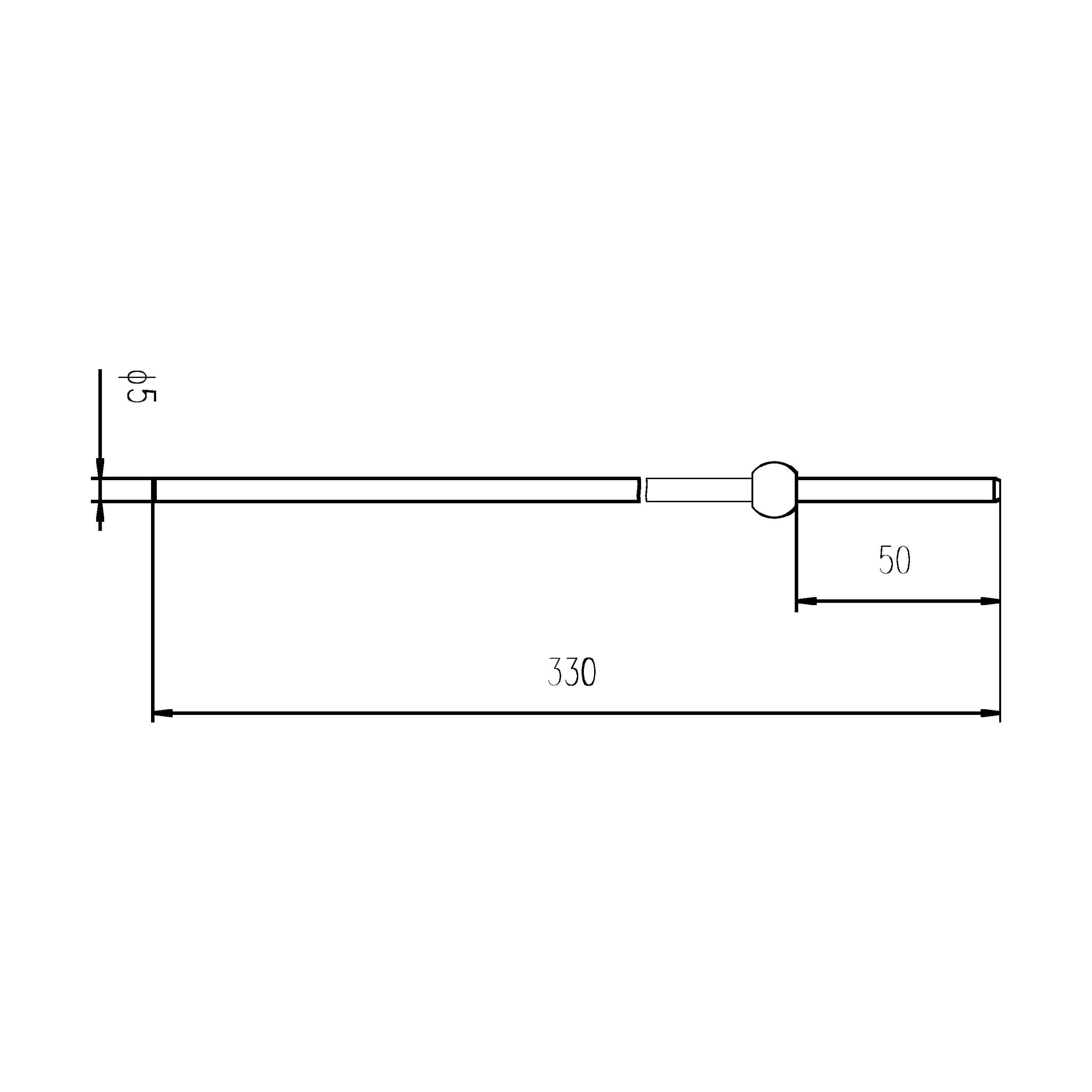 Balterley Traditional Extended Horizontal Rod 330mm x 5mm - Chrome - Image 2