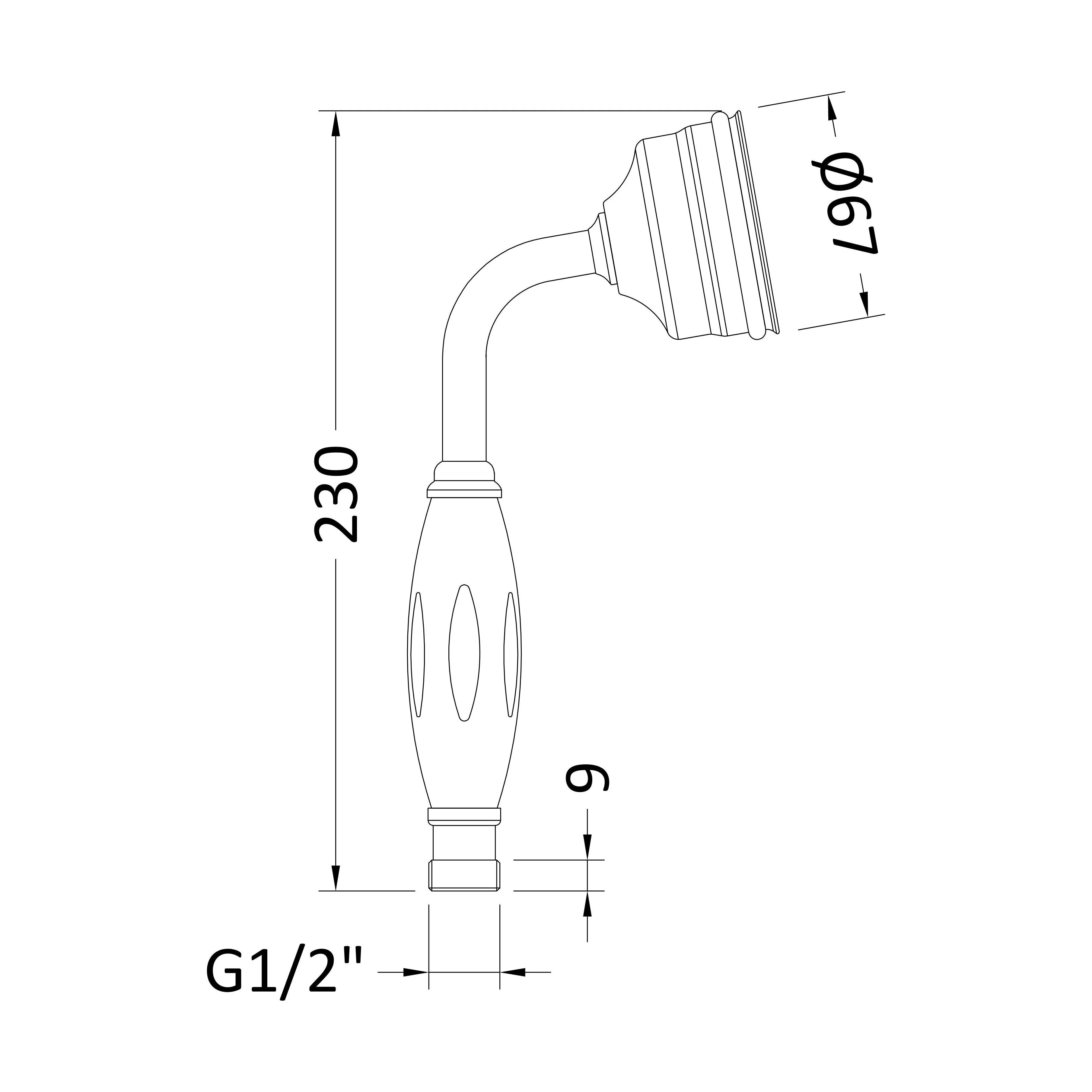 Traditional Large Shower Handset - Chrome - Image 2