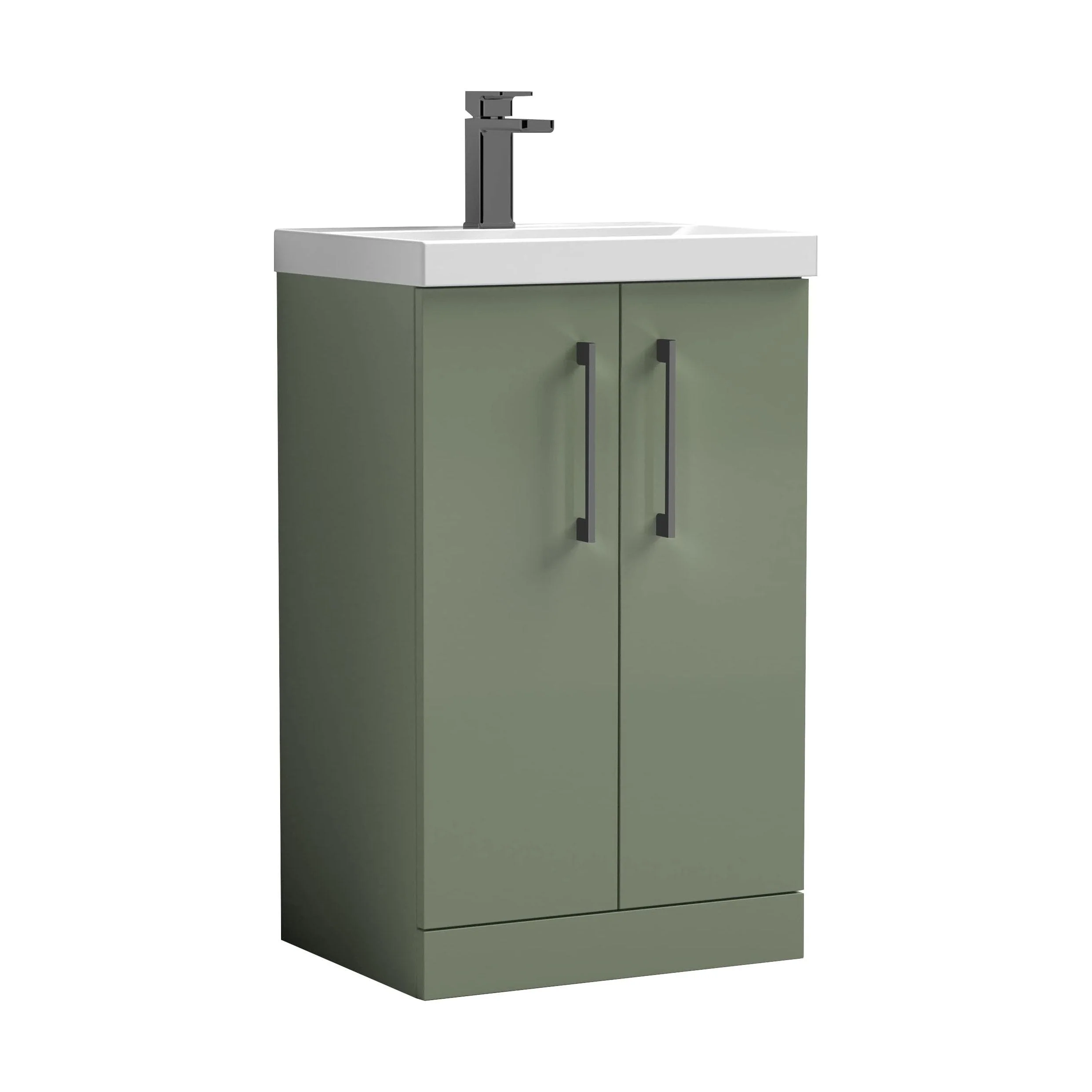 Bramshall Floor Standing 2 Door Vanity Basin Unit with Mid-Edge Basin, 500mm, Choice of Colour and Handle Finish - Image 112