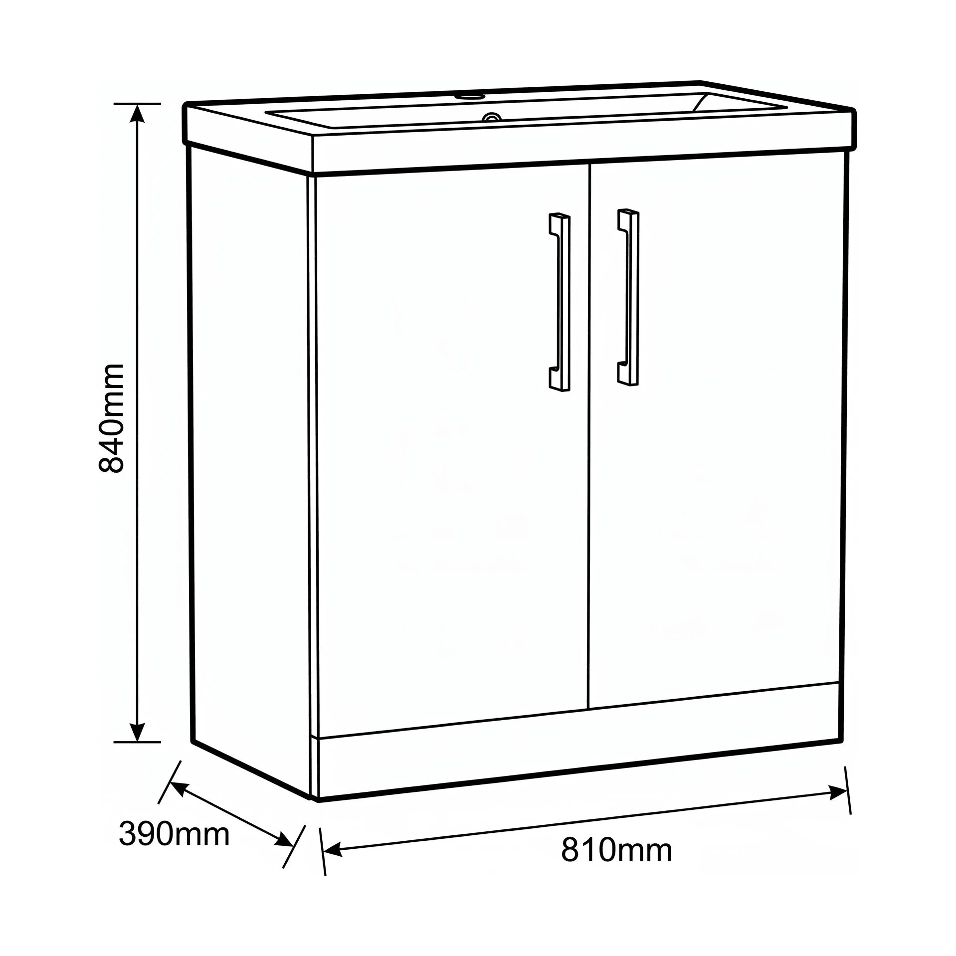 Bramshall Floor Standing 2 Door Vanity Basin Unit with Mid-Edge Basin, 500mm, Choice of Colour and Handle Finish - Image 130