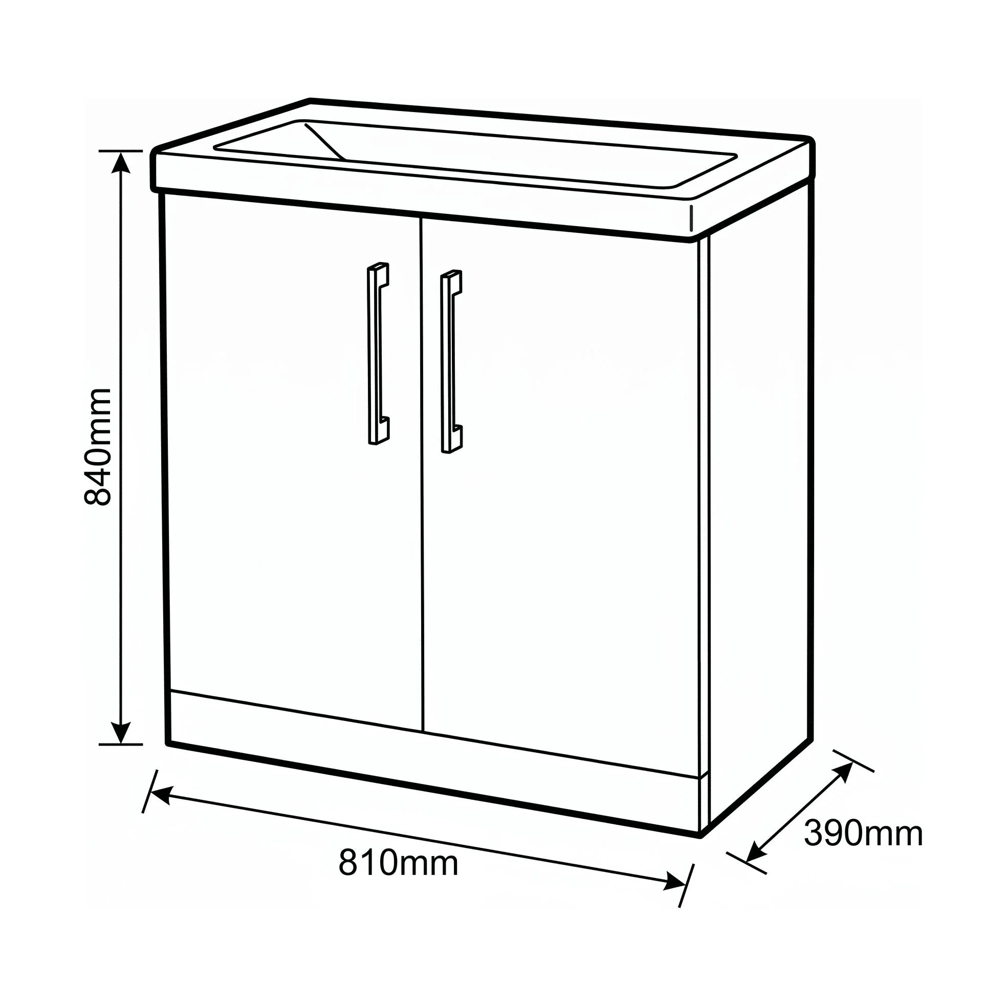 Bramshall Floor Standing 2 Door Vanity Basin Unit with Mid-Edge Basin, 500mm, Choice of Colour and Handle Finish - Image 141