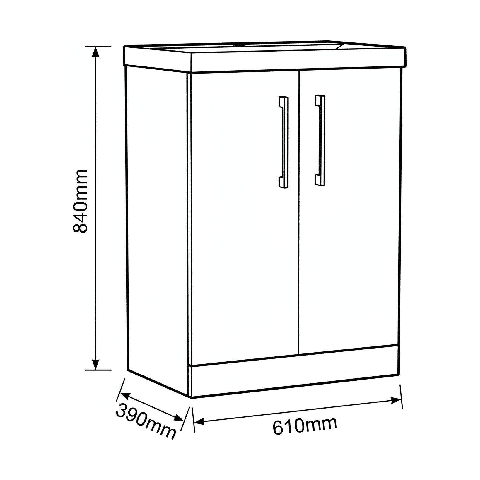 Bramshall Floor Standing 2 Door Vanity Basin Unit with Mid-Edge Basin, 500mm, Choice of Colour and Handle Finish - Image 145