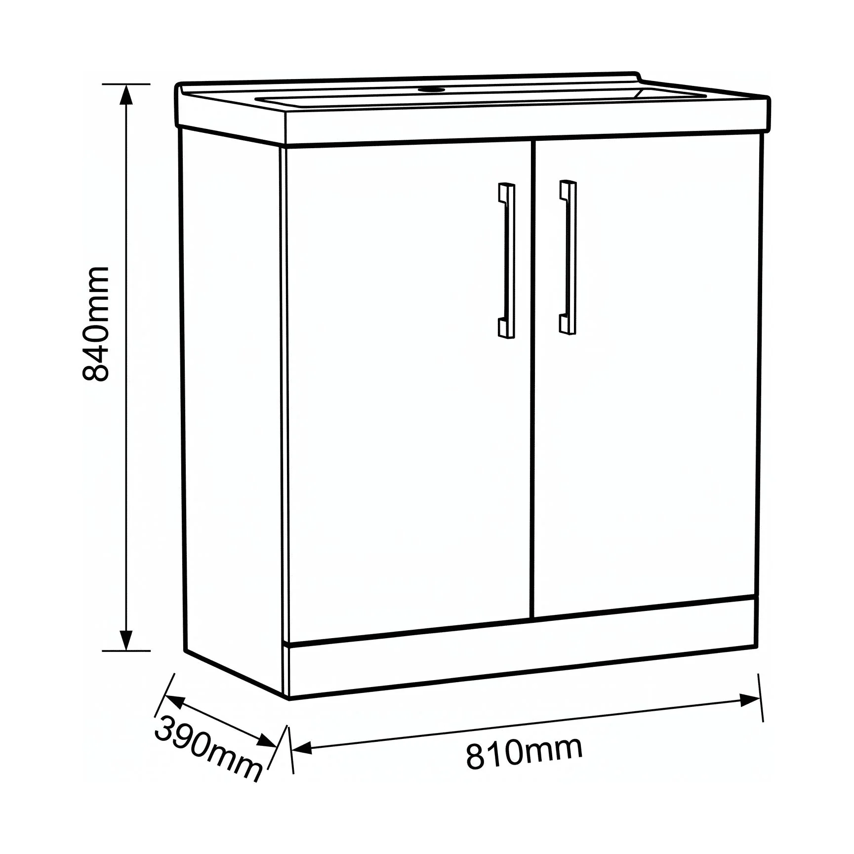 Bramshall Floor Standing 2 Door Vanity Basin Unit with Mid-Edge Basin, 500mm, Choice of Colour and Handle Finish - Image 146