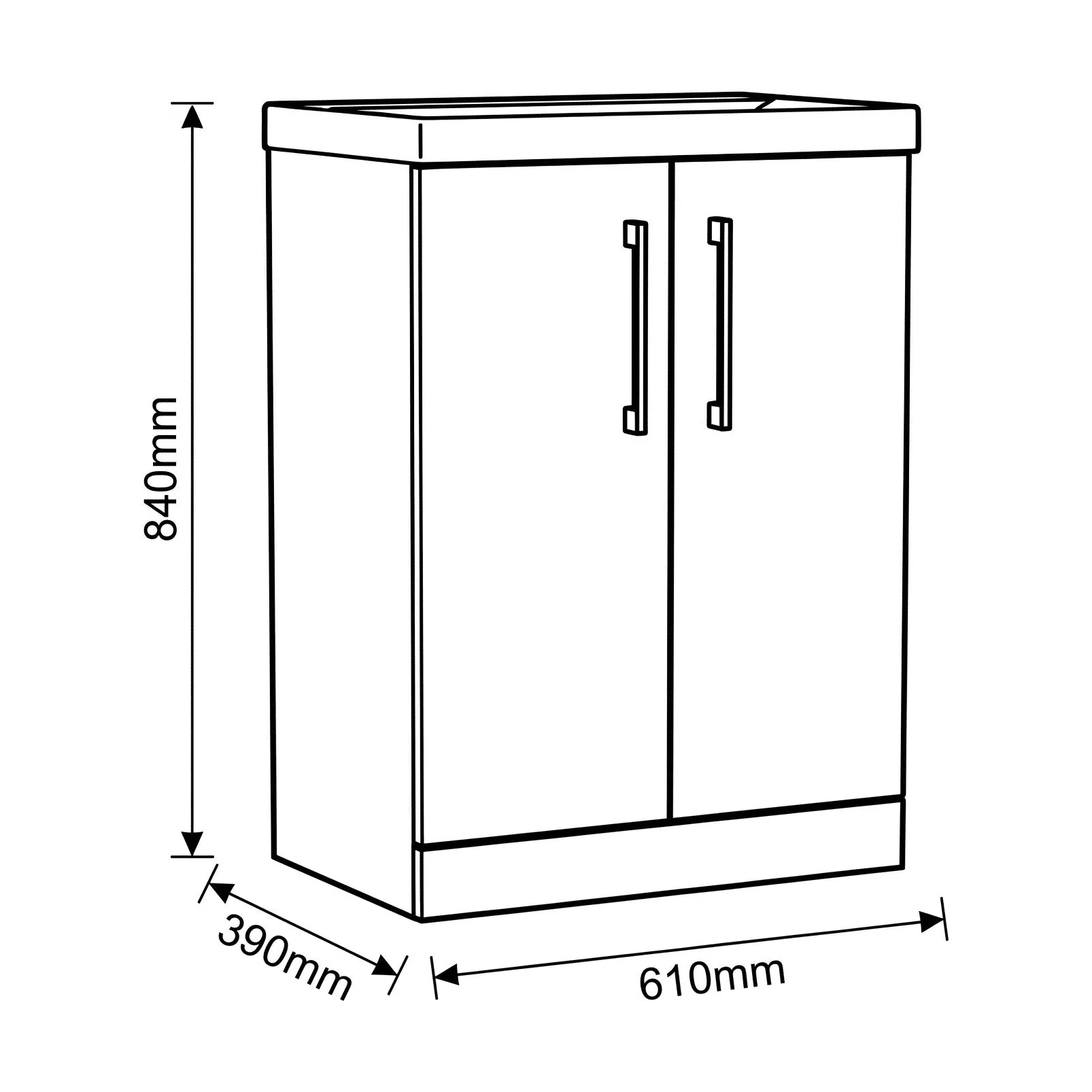 Bramshall Floor Standing 2 Door Vanity Basin Unit with Mid-Edge Basin, 500mm, Choice of Colour and Handle Finish - Image 150