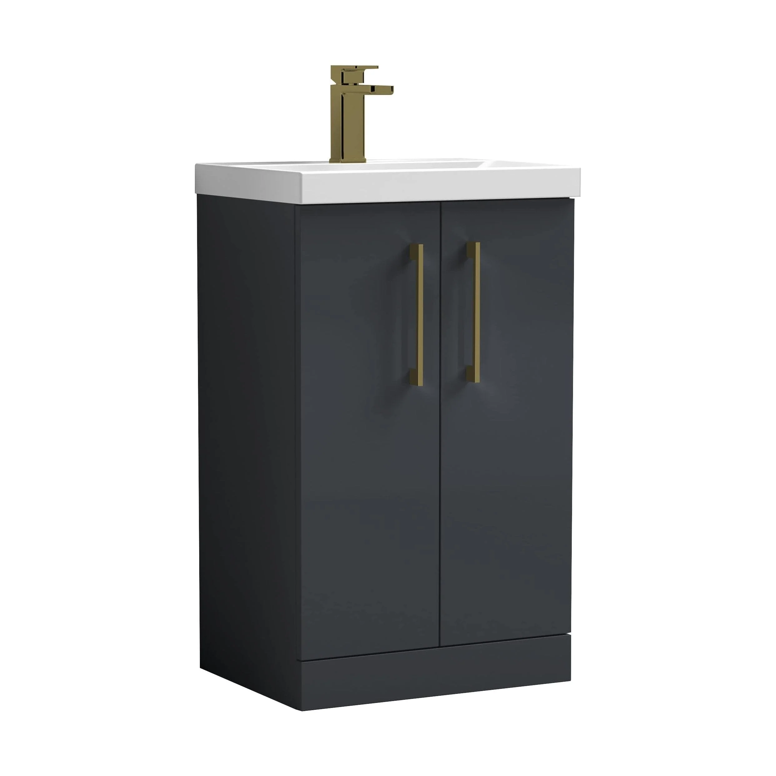 Bramshall Floor Standing 2 Door Vanity Basin Unit with Mid-Edge Basin, 500mm, Choice of Colour and Handle Finish - Image 16
