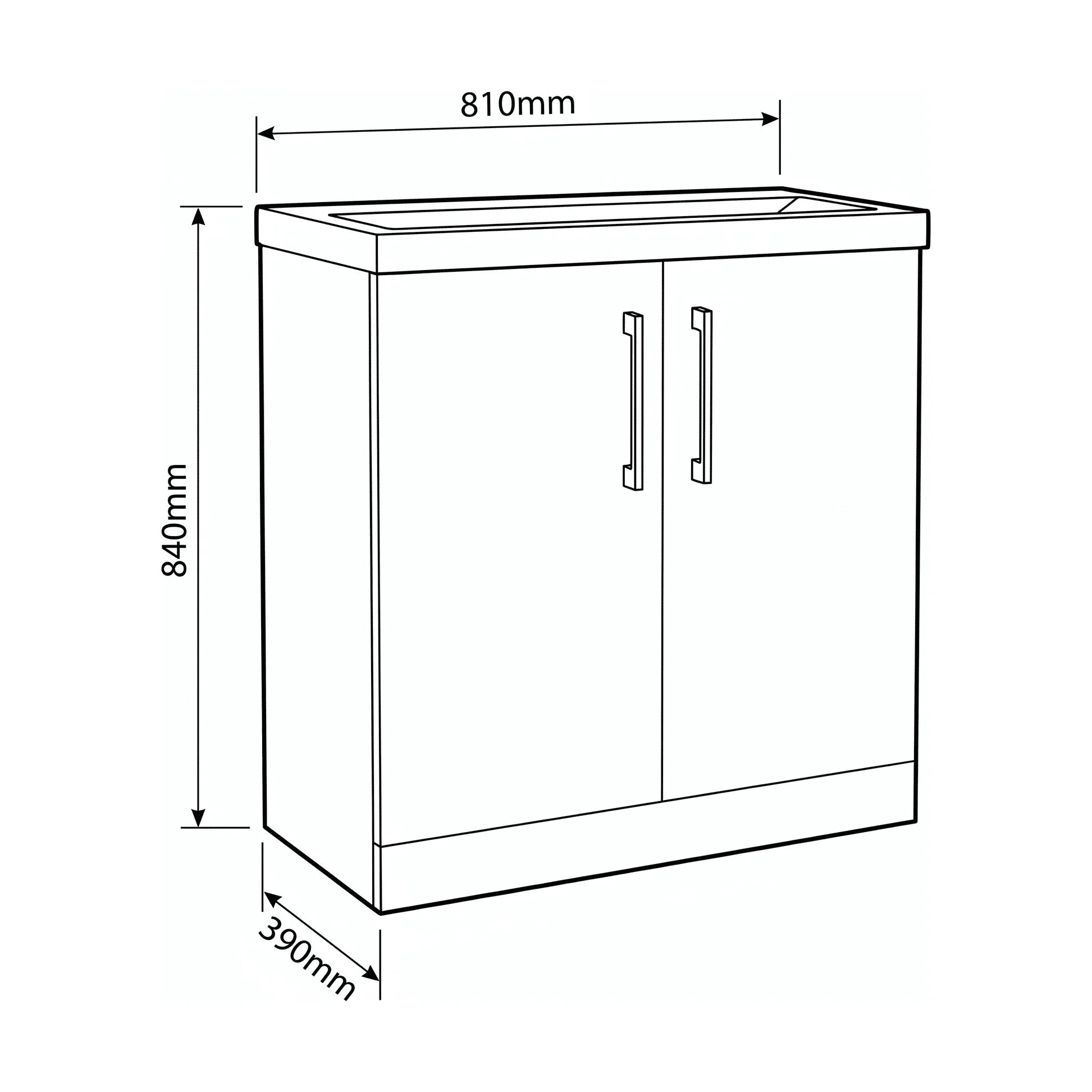 Bramshall Floor Standing 2 Door Vanity Basin Unit with Mid-Edge Basin, 500mm, Choice of Colour and Handle Finish - Image 160