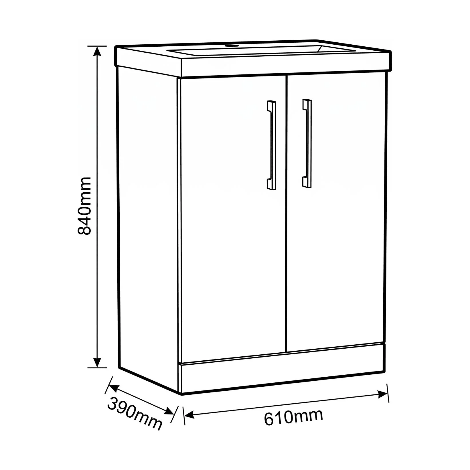 Bramshall Floor Standing 2 Door Vanity Basin Unit with Mid-Edge Basin, 500mm, Choice of Colour and Handle Finish - Image 166