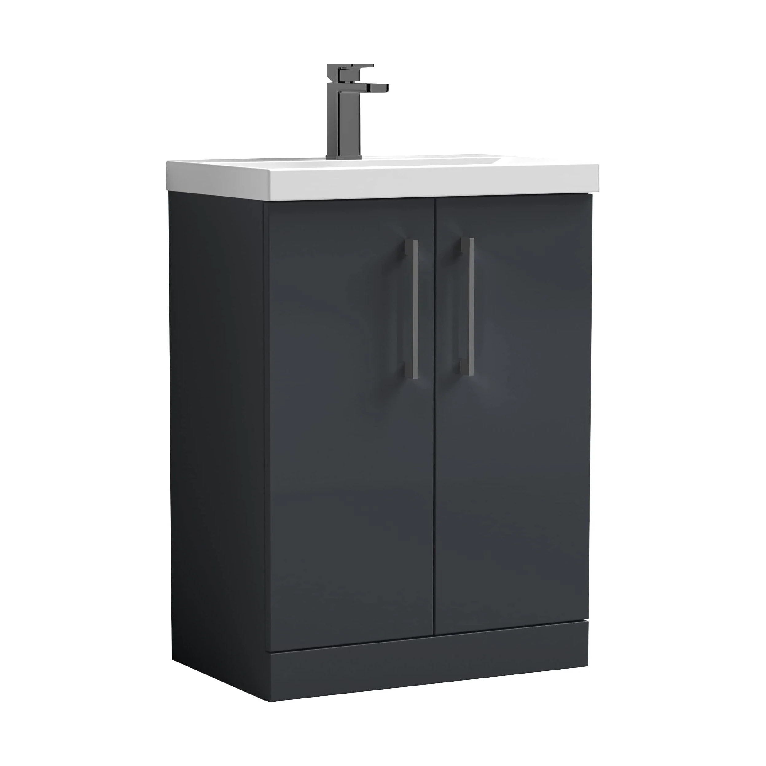 Bramshall Floor Standing 2 Door Vanity Basin Unit with Mid-Edge Basin, 500mm, Choice of Colour and Handle Finish - Image 25