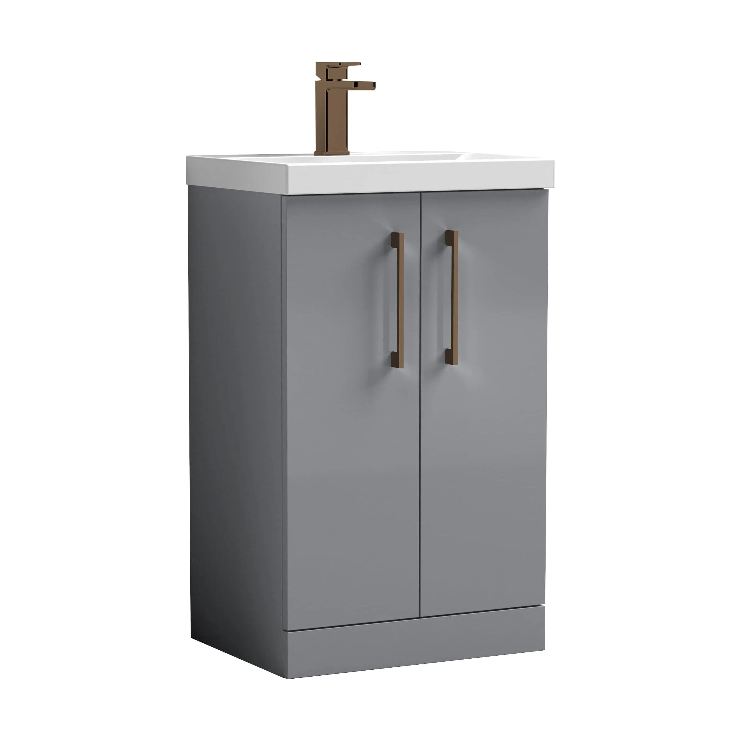 Bramshall Floor Standing 2 Door Vanity Basin Unit with Mid-Edge Basin, 500mm, Choice of Colour and Handle Finish - Image 34