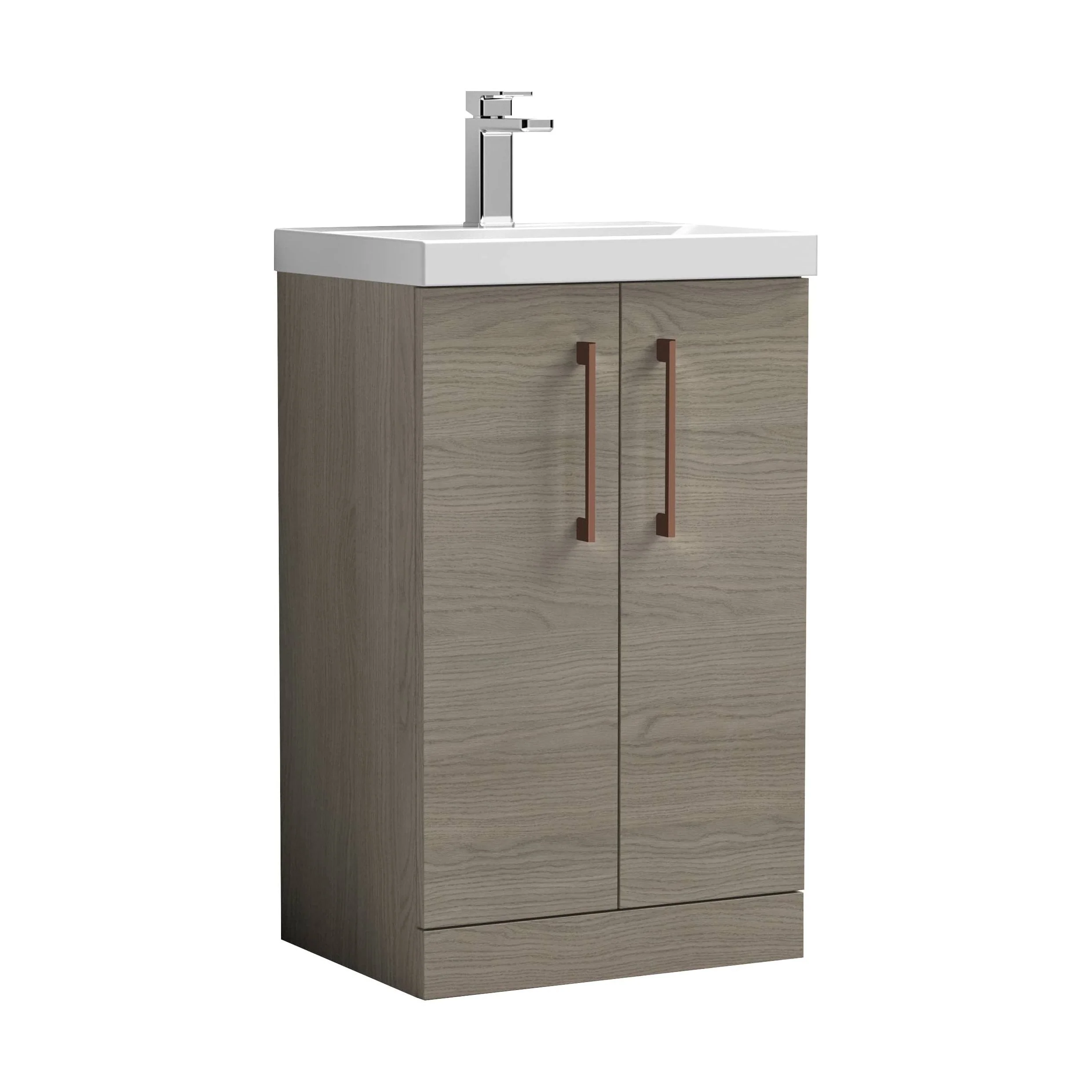 Bramshall Floor Standing 2 Door Vanity Basin Unit with Mid-Edge Basin, 500mm, Choice of Colour and Handle Finish - Image 47