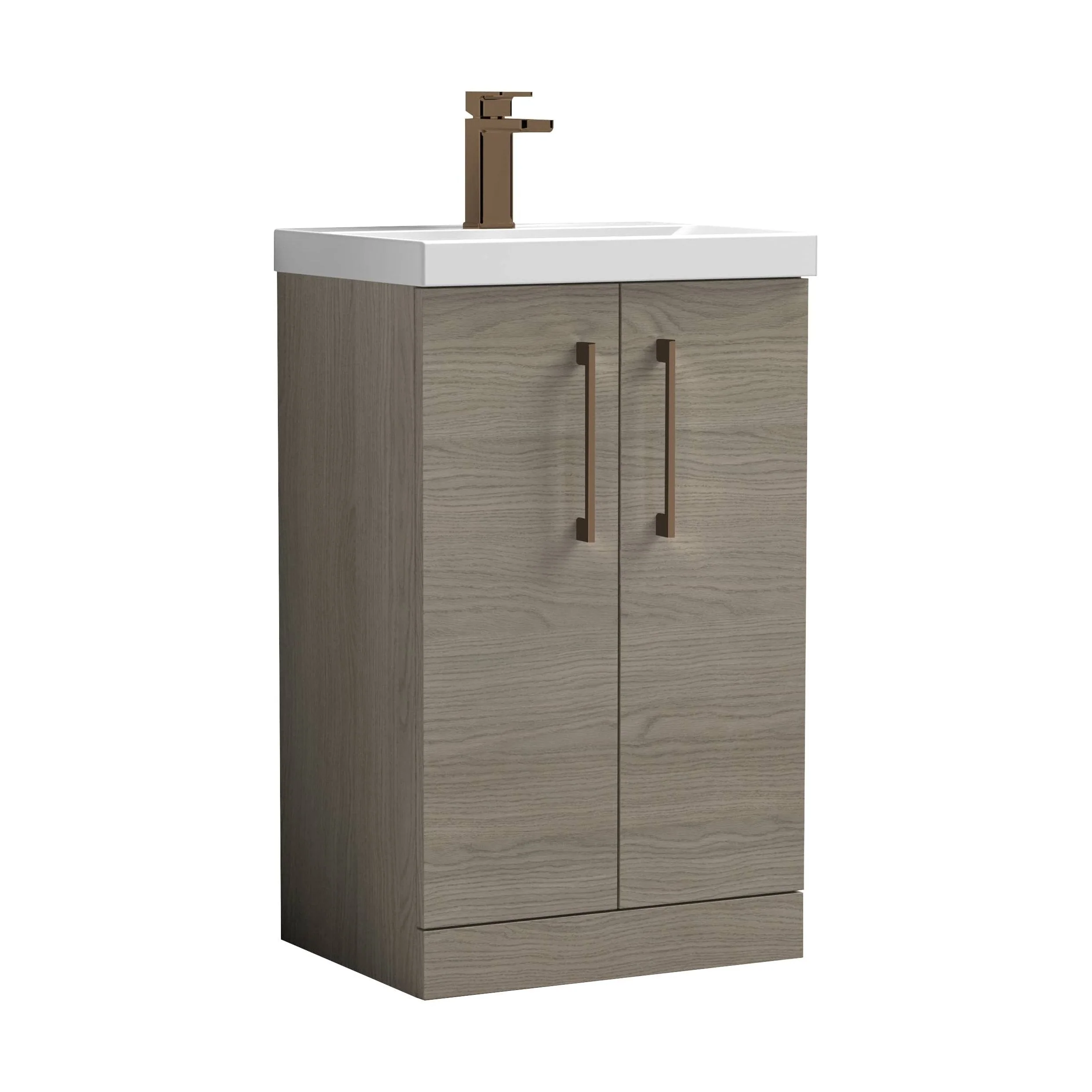 Bramshall Floor Standing 2 Door Vanity Basin Unit with Mid-Edge Basin, 500mm, Choice of Colour and Handle Finish - Image 48