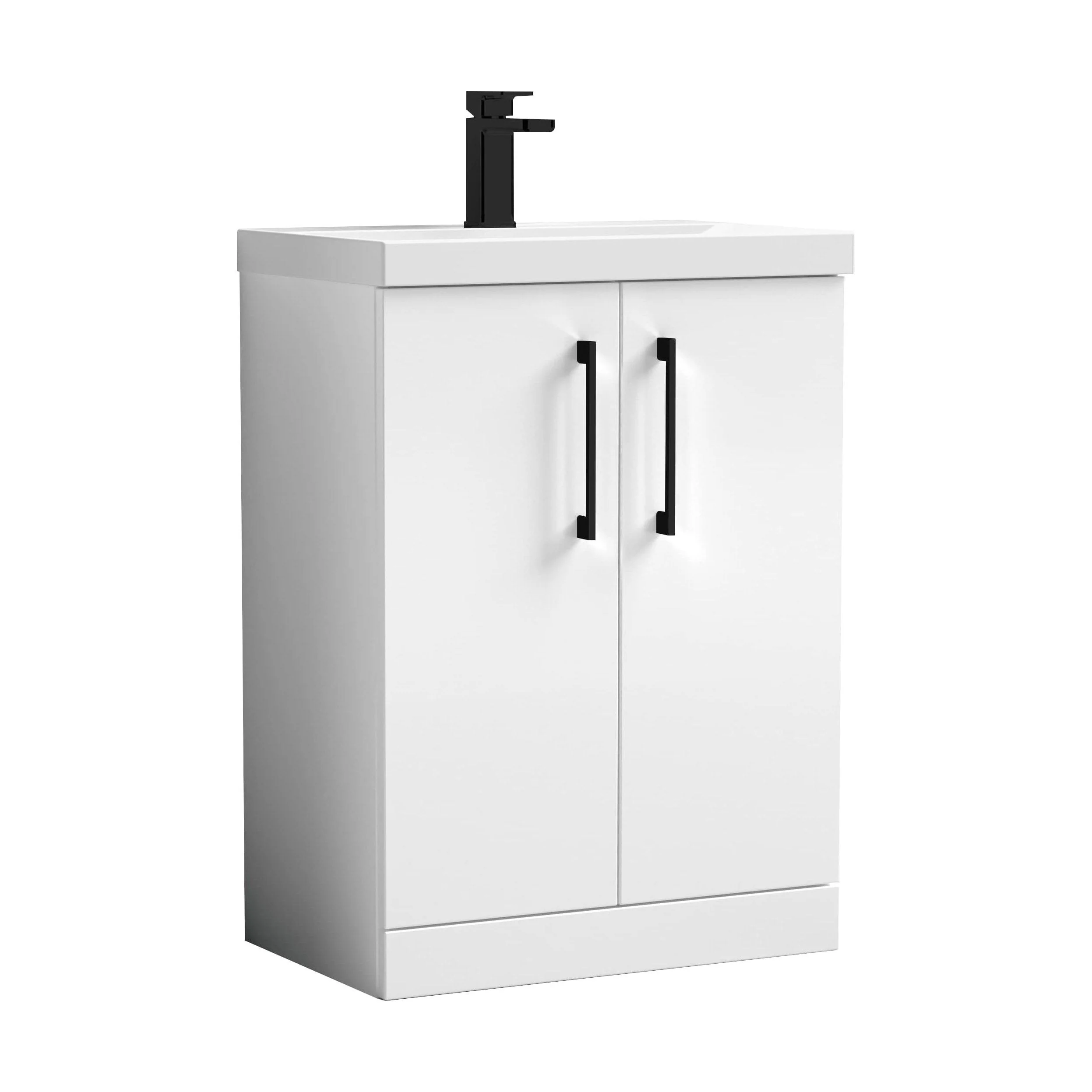 Bramshall Floor Standing 2 Door Vanity Basin Unit with Mid-Edge Basin, 500mm, Choice of Colour and Handle Finish - Image 7