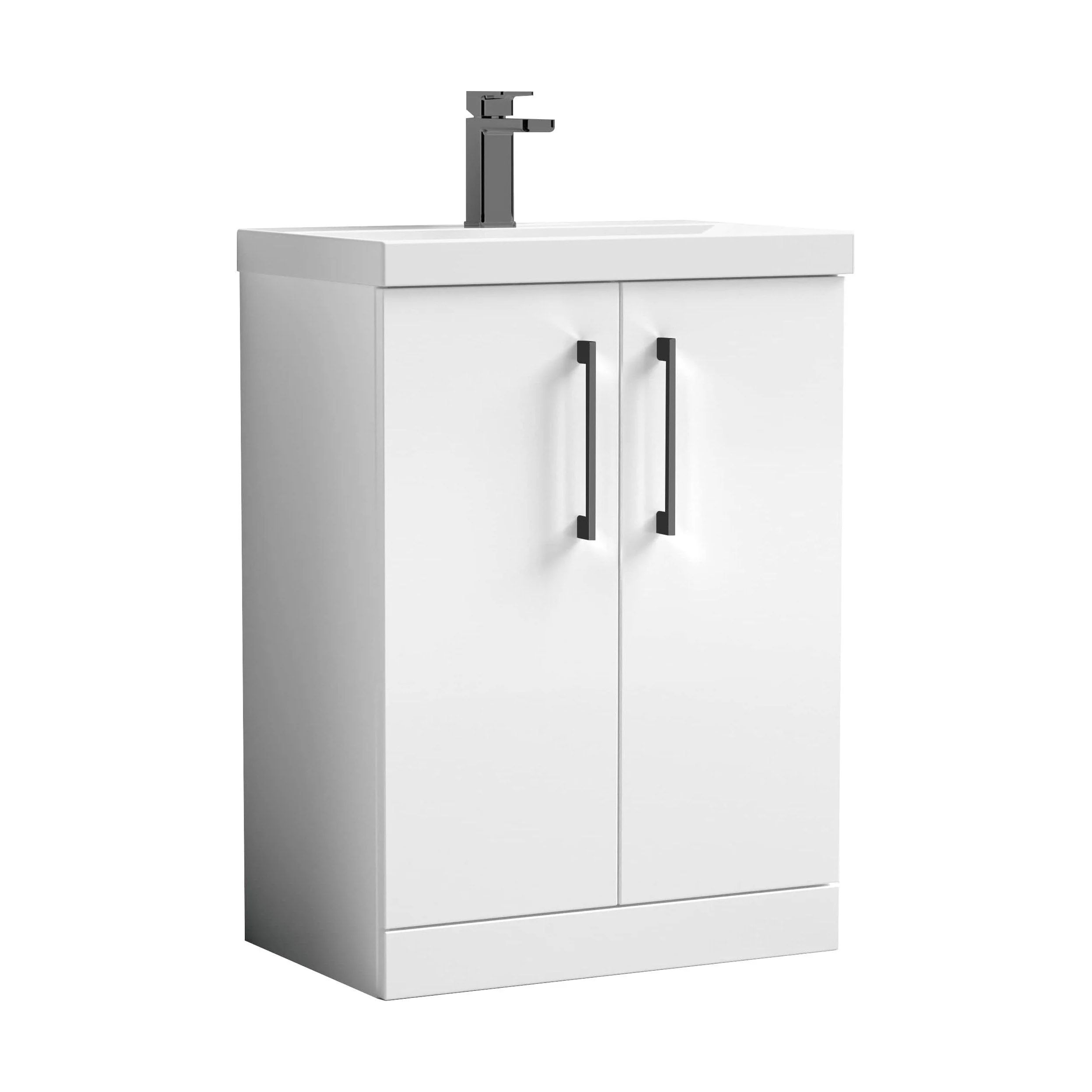 Bramshall Floor Standing 2 Door Vanity Basin Unit with Mid-Edge Basin, 600mm, Choice of Colour and Handle Finish - Image 10