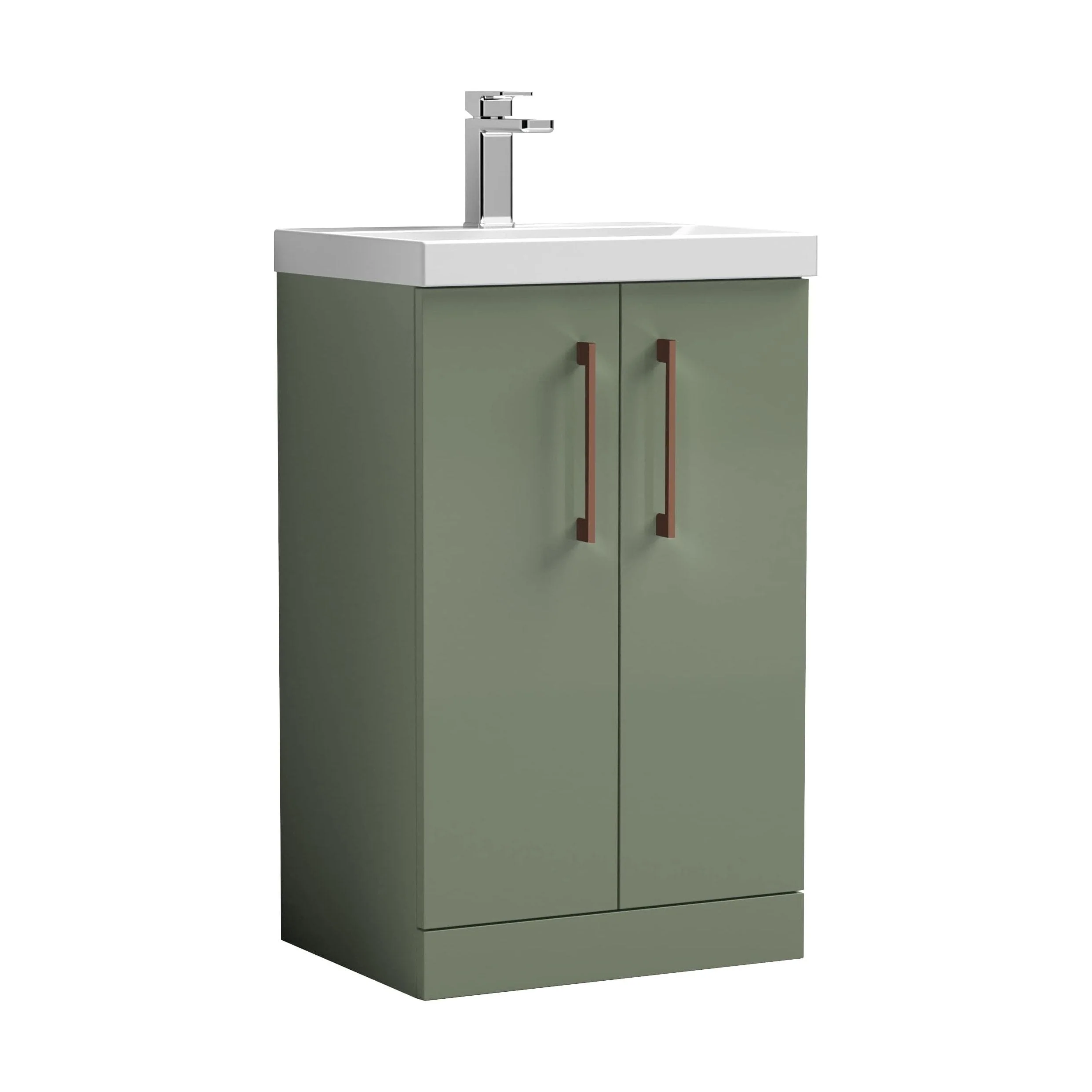 Bramshall Floor Standing 2 Door Vanity Basin Unit with Mid-Edge Basin, 600mm, Choice of Colour and Handle Finish - Image 110