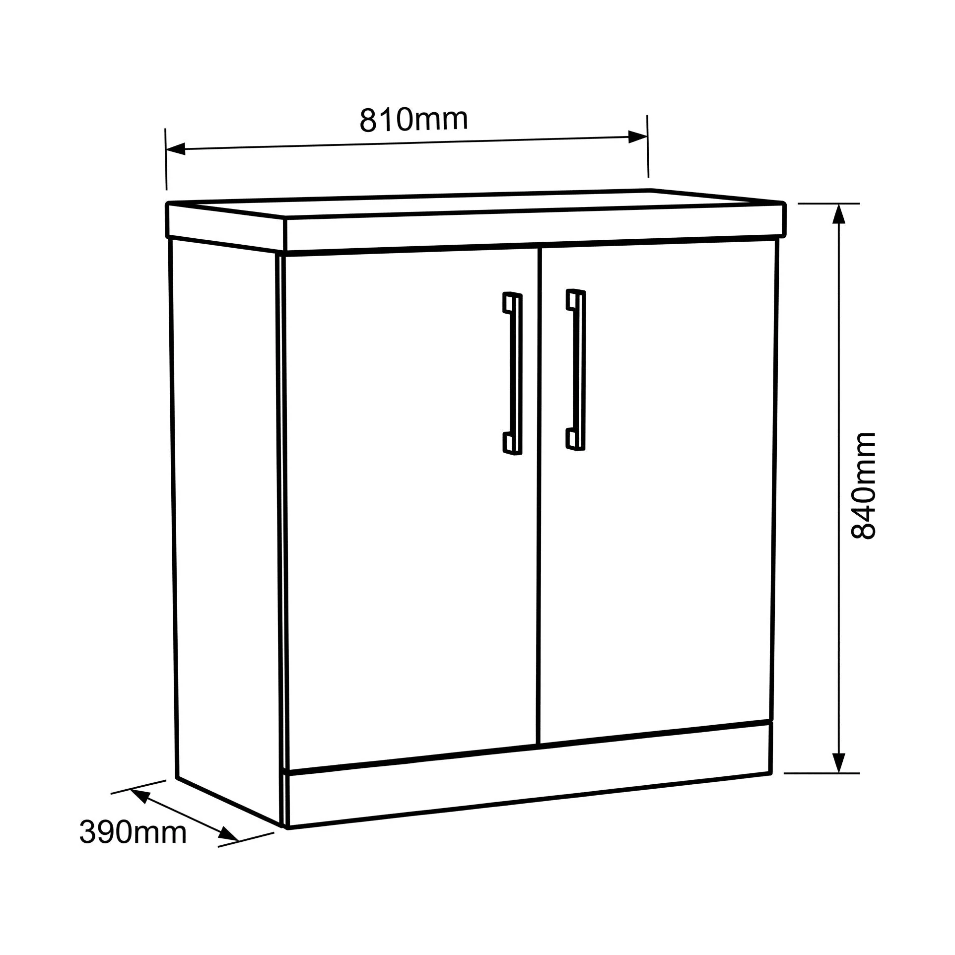 Bramshall Floor Standing 2 Door Vanity Basin Unit with Mid-Edge Basin, 600mm, Choice of Colour and Handle Finish - Image 131