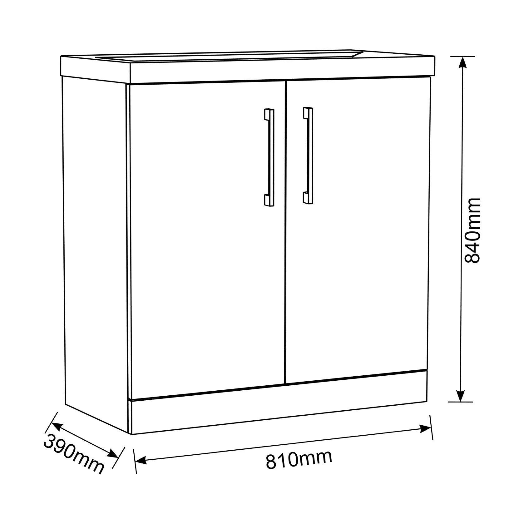 Bramshall Floor Standing 2 Door Vanity Basin Unit with Mid-Edge Basin, 600mm, Choice of Colour and Handle Finish - Image 148