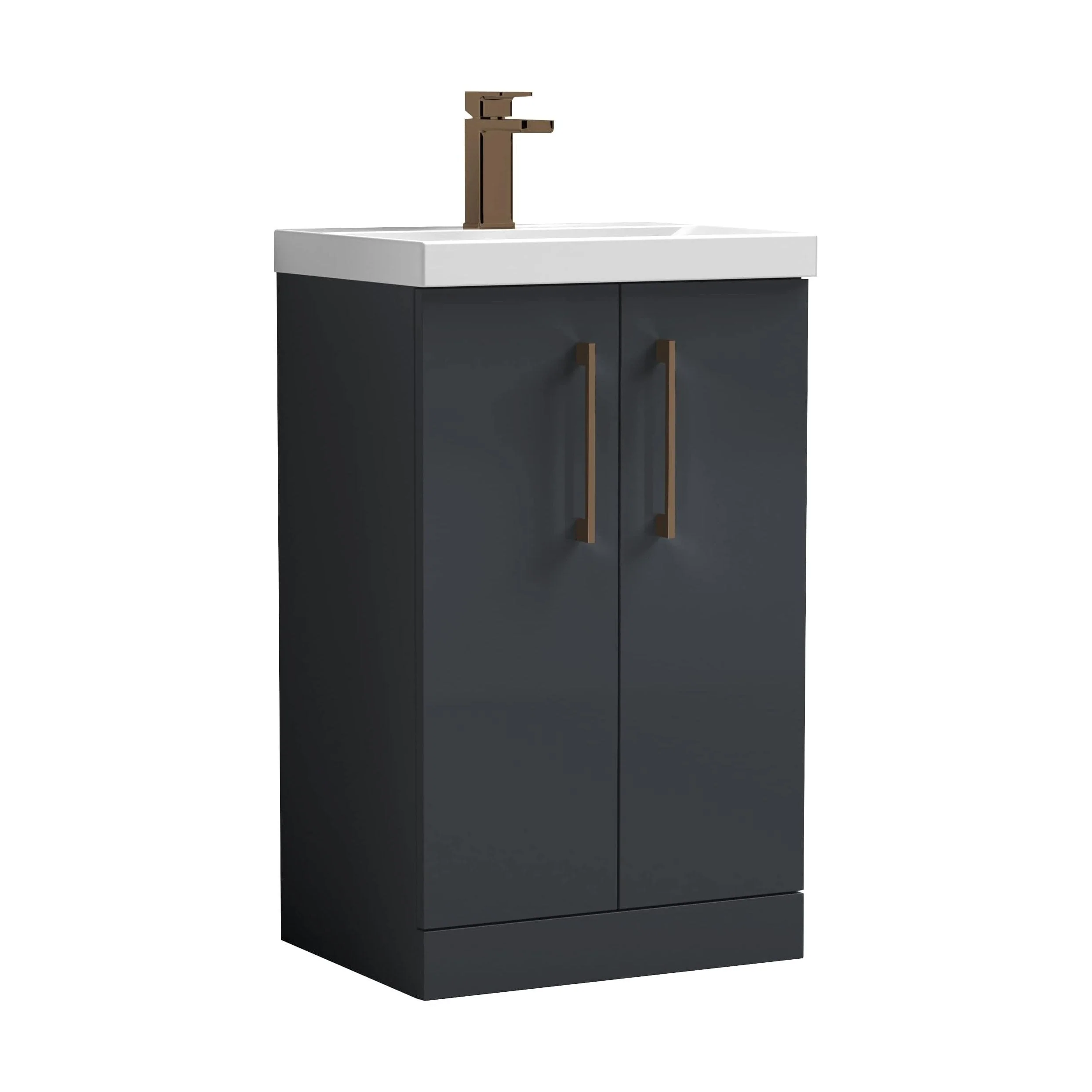 Bramshall Floor Standing 2 Door Vanity Basin Unit with Mid-Edge Basin, 600mm, Choice of Colour and Handle Finish - Image 19