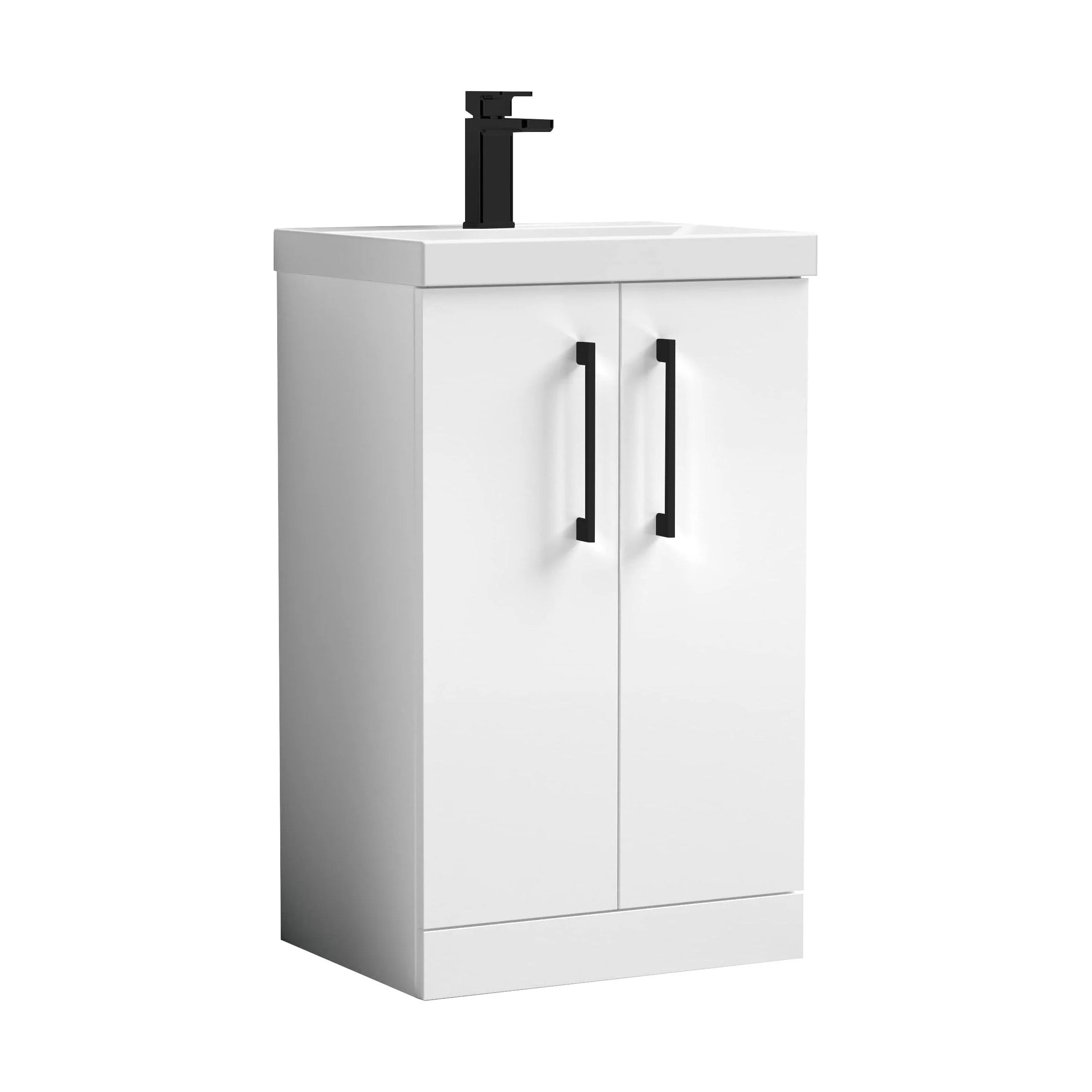 Bramshall Floor Standing 2 Door Vanity Basin Unit with Mid-Edge Basin, 600mm, Choice of Colour and Handle Finish - Image 2