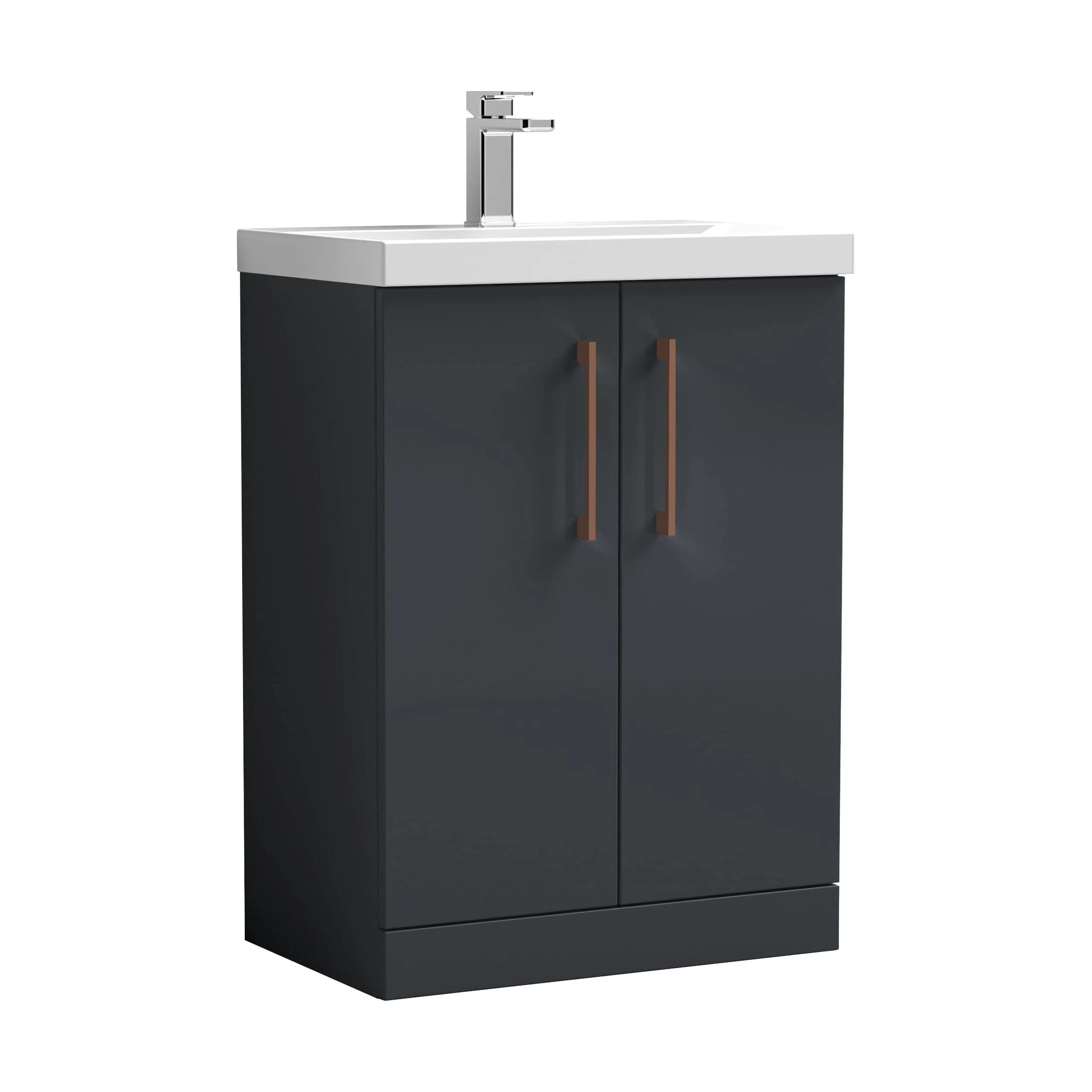 Bramshall Floor Standing 2 Door Vanity Basin Unit with Mid-Edge Basin, 600mm, Choice of Colour and Handle Finish - Image 23