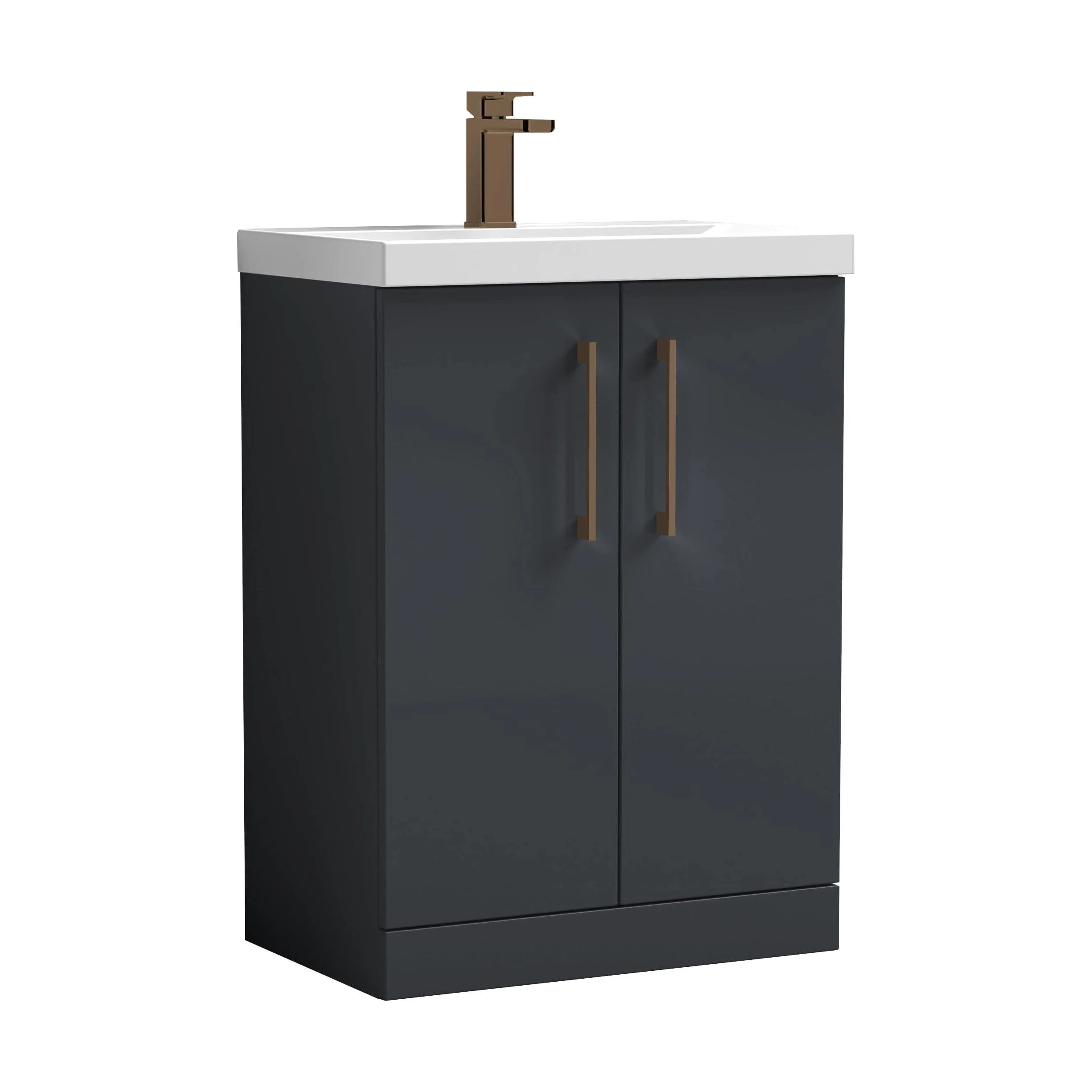 Bramshall Floor Standing 2 Door Vanity Basin Unit with Mid-Edge Basin, 600mm, Choice of Colour and Handle Finish - Image 24