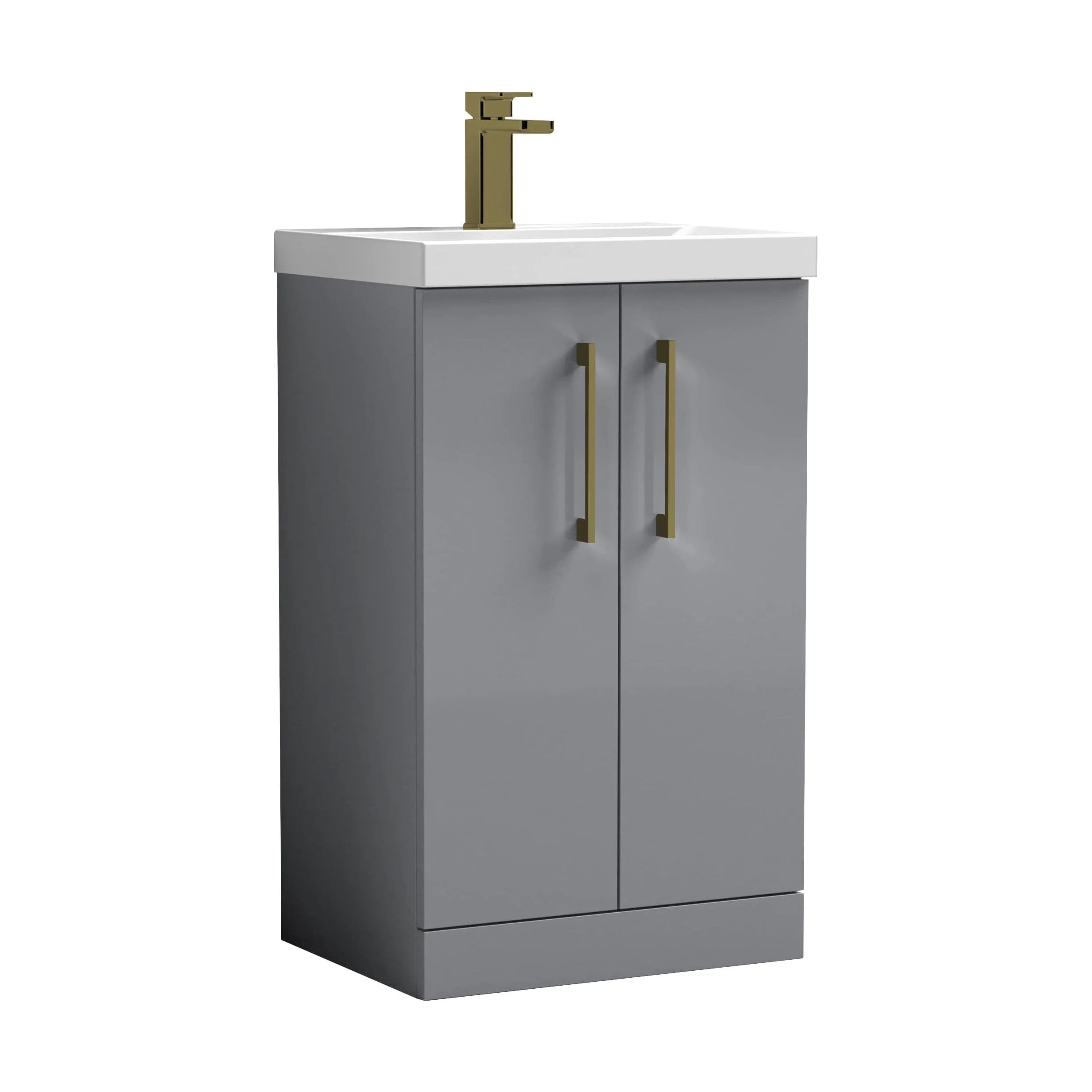 Bramshall Floor Standing 2 Door Vanity Basin Unit with Mid-Edge Basin, 600mm, Choice of Colour and Handle Finish - Image 31
