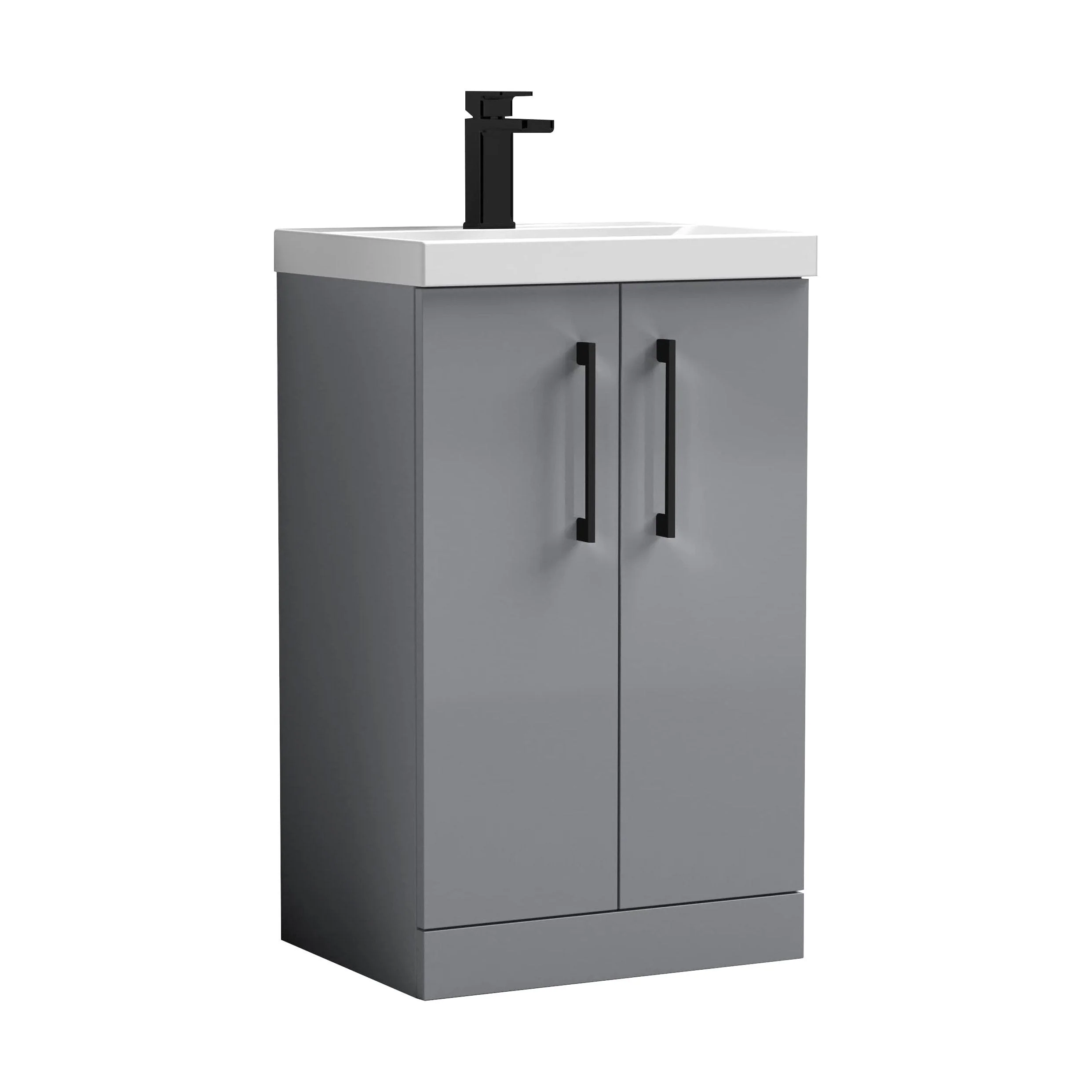 Bramshall Floor Standing 2 Door Vanity Basin Unit with Mid-Edge Basin, 600mm, Choice of Colour and Handle Finish - Image 32