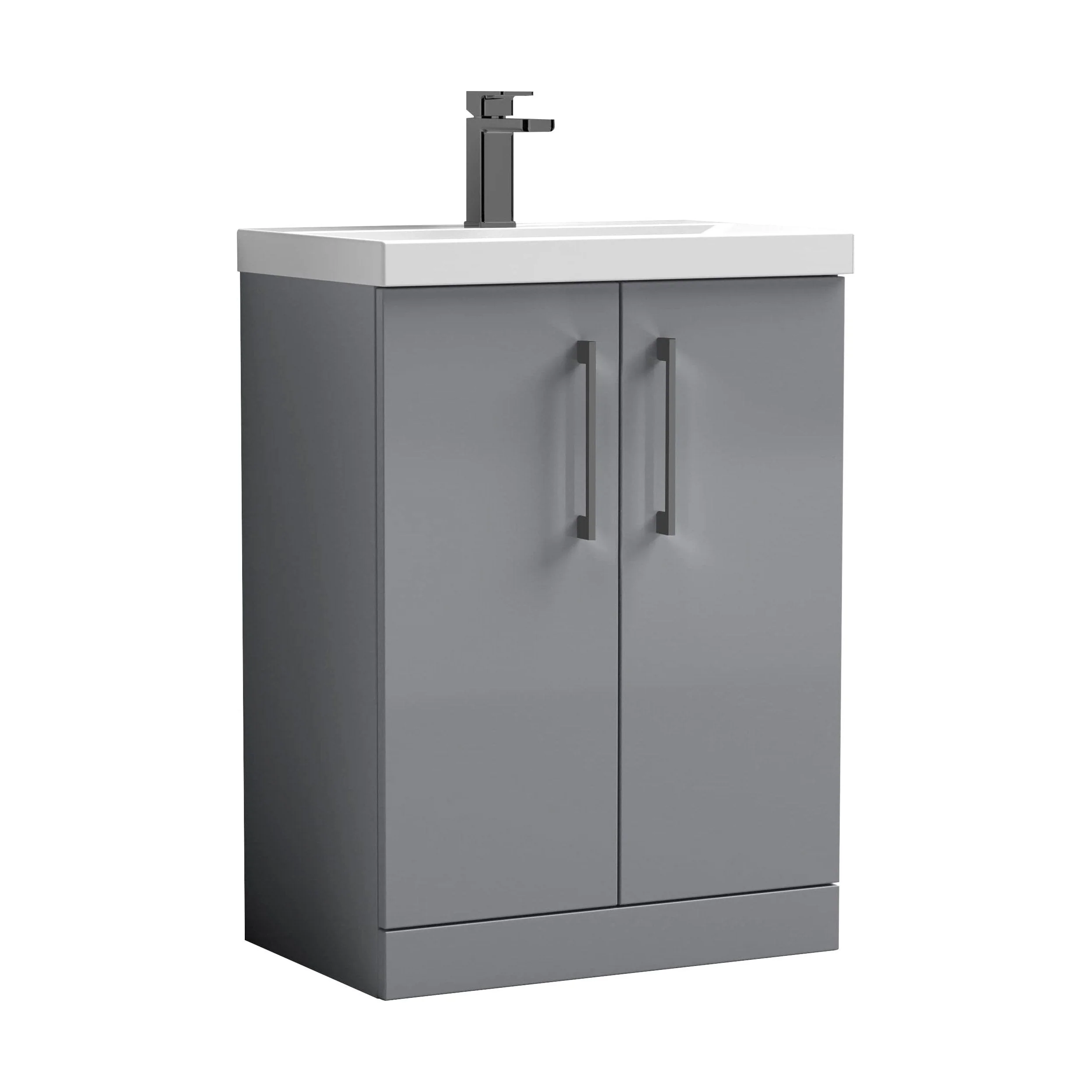 Bramshall Floor Standing 2 Door Vanity Basin Unit with Mid-Edge Basin, 600mm, Choice of Colour and Handle Finish - Image 39