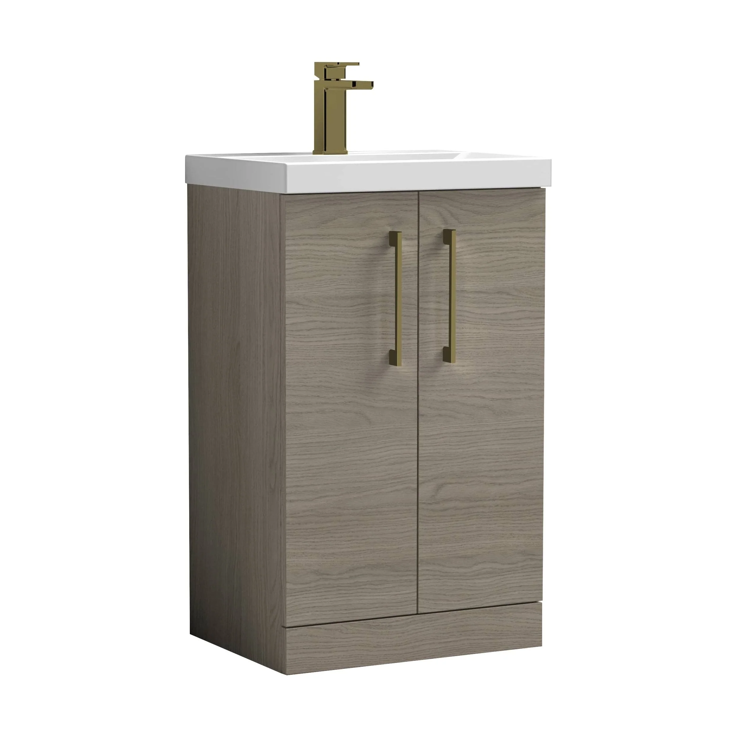 Bramshall Floor Standing 2 Door Vanity Basin Unit with Mid-Edge Basin, 600mm, Choice of Colour and Handle Finish - Image 45