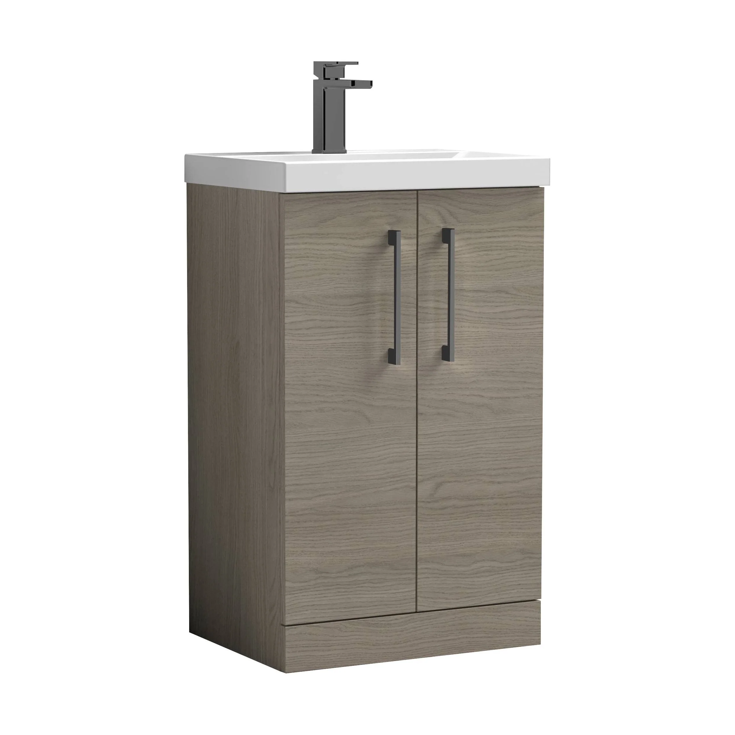 Bramshall Floor Standing 2 Door Vanity Basin Unit with Mid-Edge Basin, 600mm, Choice of Colour and Handle Finish - Image 49