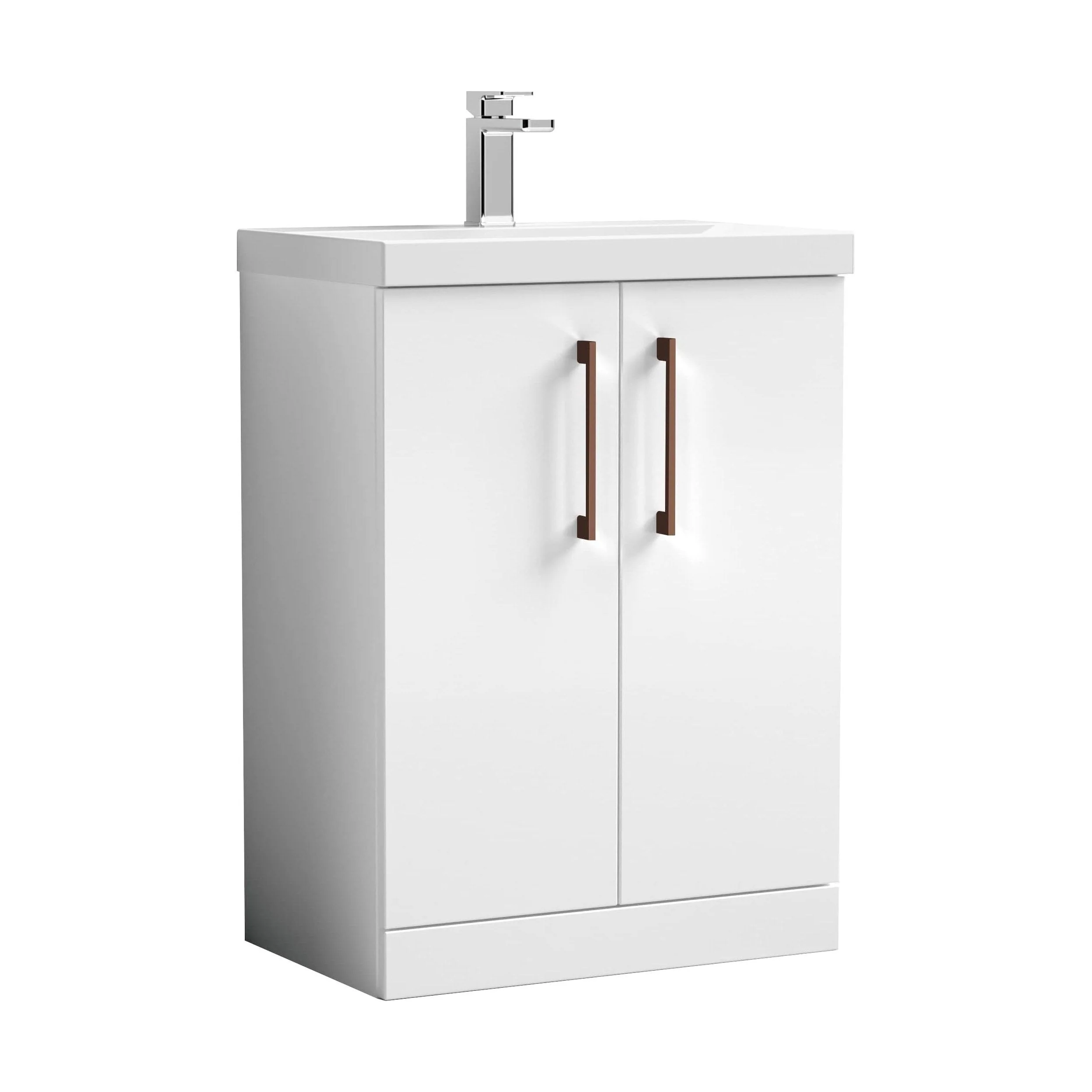 Bramshall Floor Standing 2 Door Vanity Basin Unit with Mid-Edge Basin, 600mm, Choice of Colour and Handle Finish - Image 8