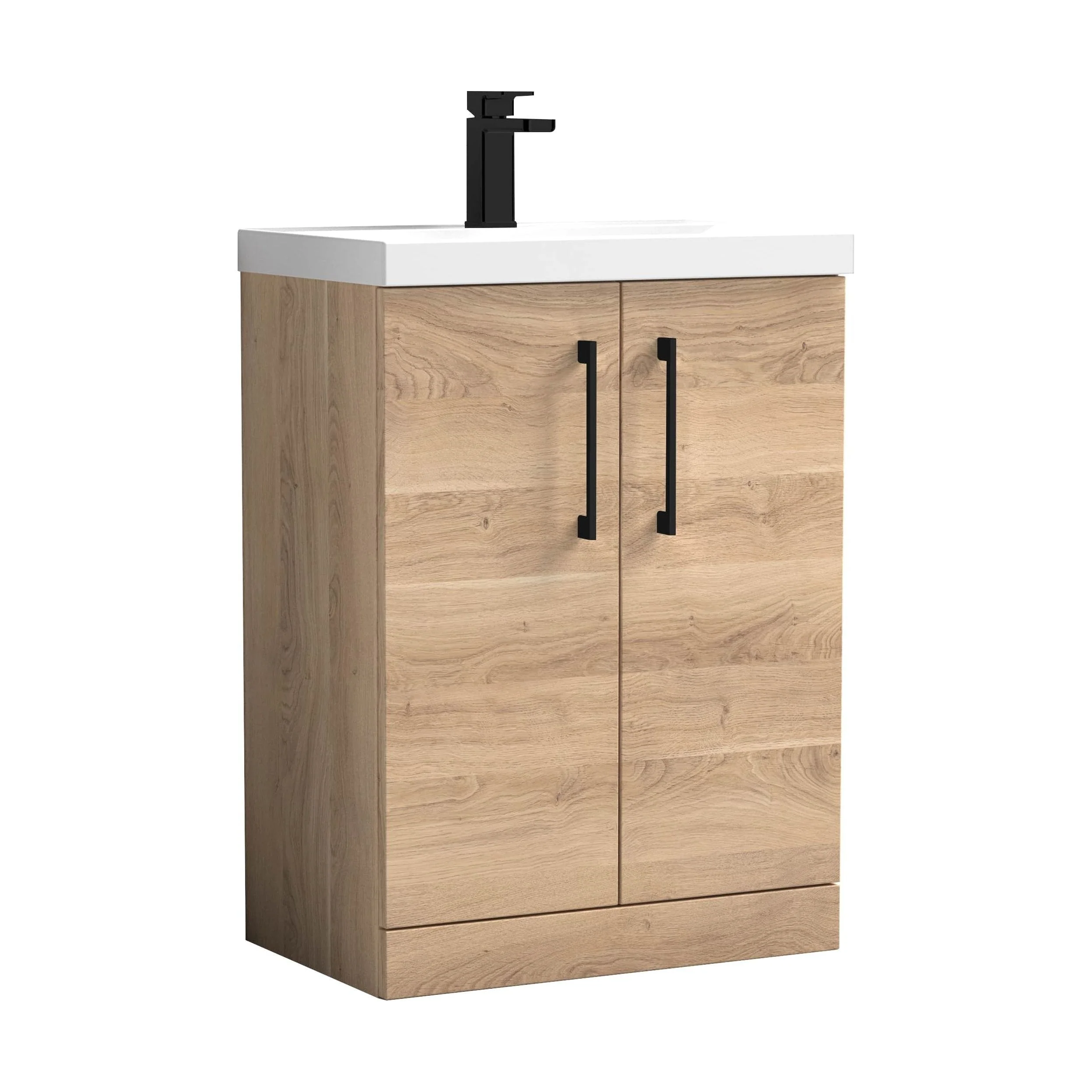 Bramshall Floor Standing 2 Door Vanity Basin Unit with Mid-Edge Basin, 600mm, Choice of Colour and Handle Finish - Image 81