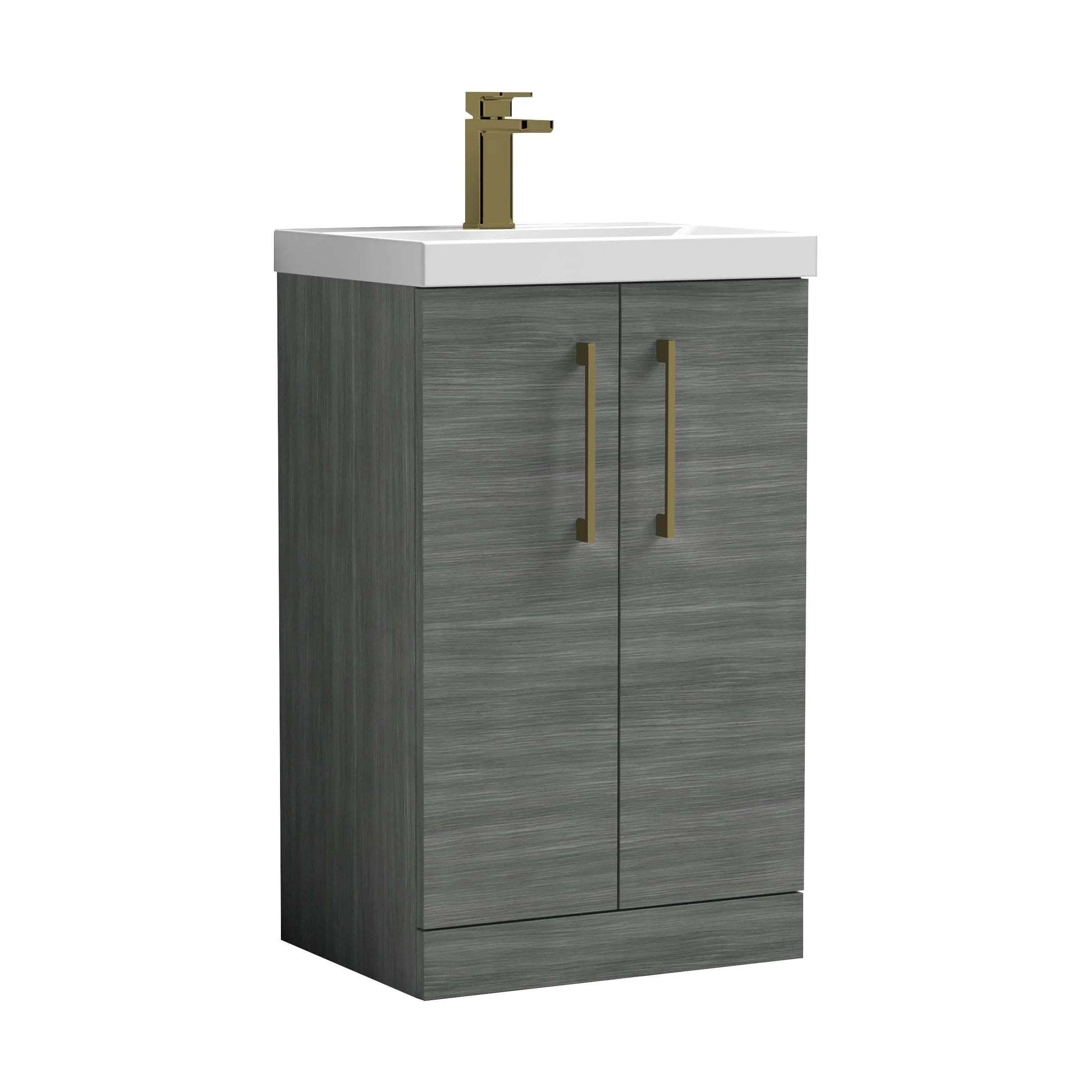 Bramshall Floor Standing 2 Door Vanity Basin Unit with Mid-Edge Basin, 600mm, Choice of Colour and Handle Finish - Image 90