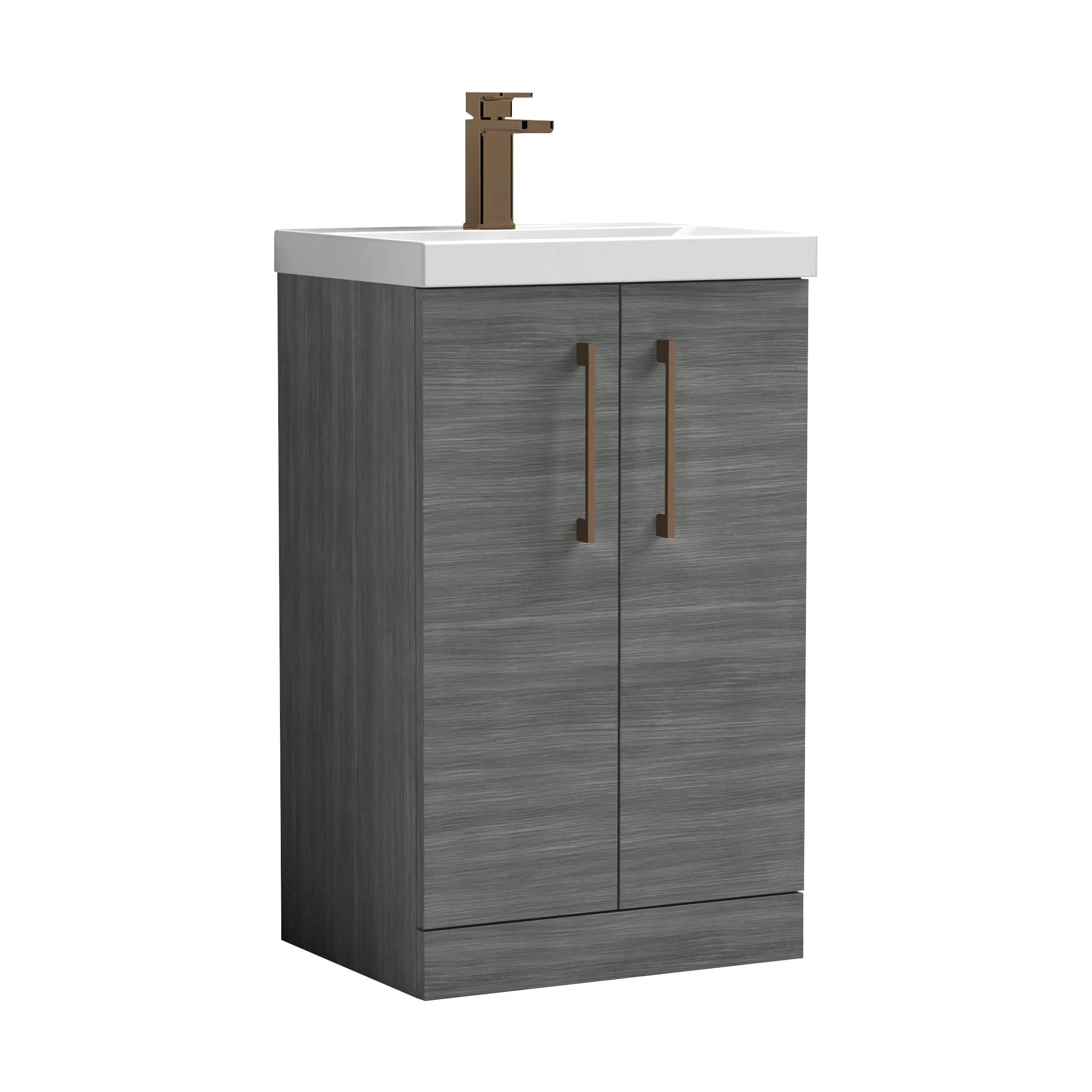 Bramshall Floor Standing 2 Door Vanity Basin Unit with Mid-Edge Basin, 600mm, Choice of Colour and Handle Finish - Image 93