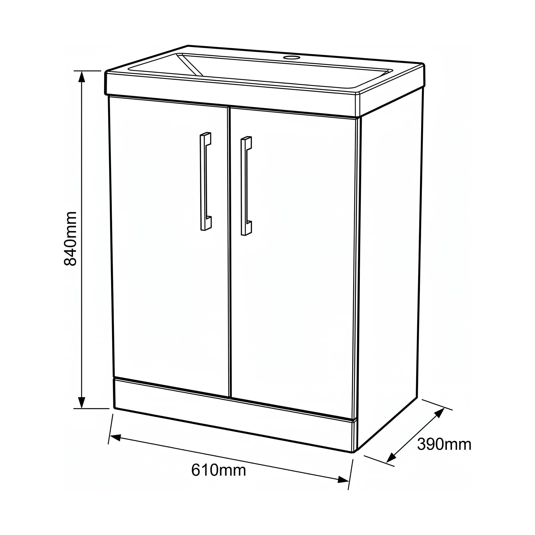 Bramshall Floor Standing 2 Door Vanity Basin Unit with Mid-Edge Basin, 800mm, Choice of Colour and Handle Finish - Image 127