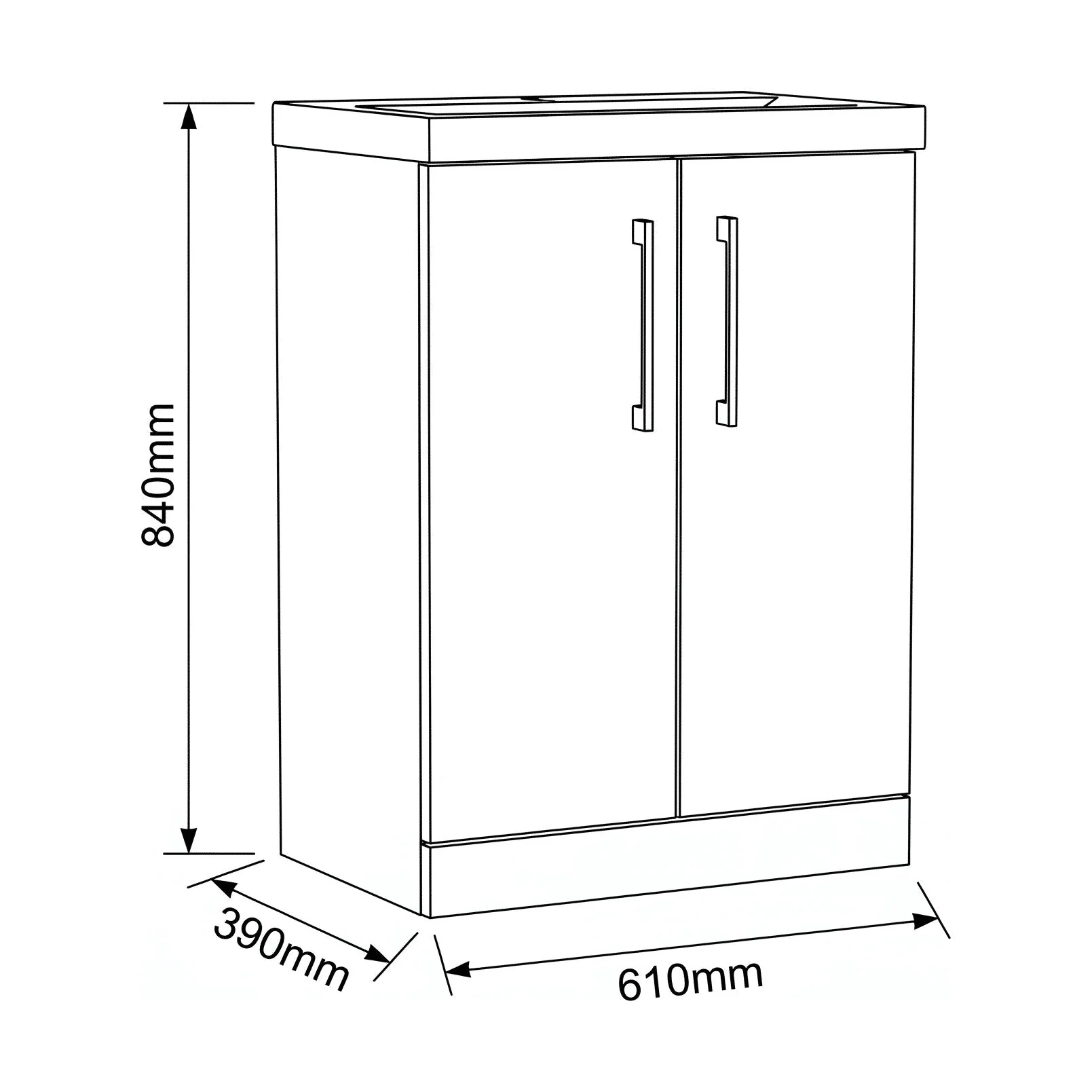 Bramshall Floor Standing 2 Door Vanity Basin Unit with Mid-Edge Basin, 800mm, Choice of Colour and Handle Finish - Image 128
