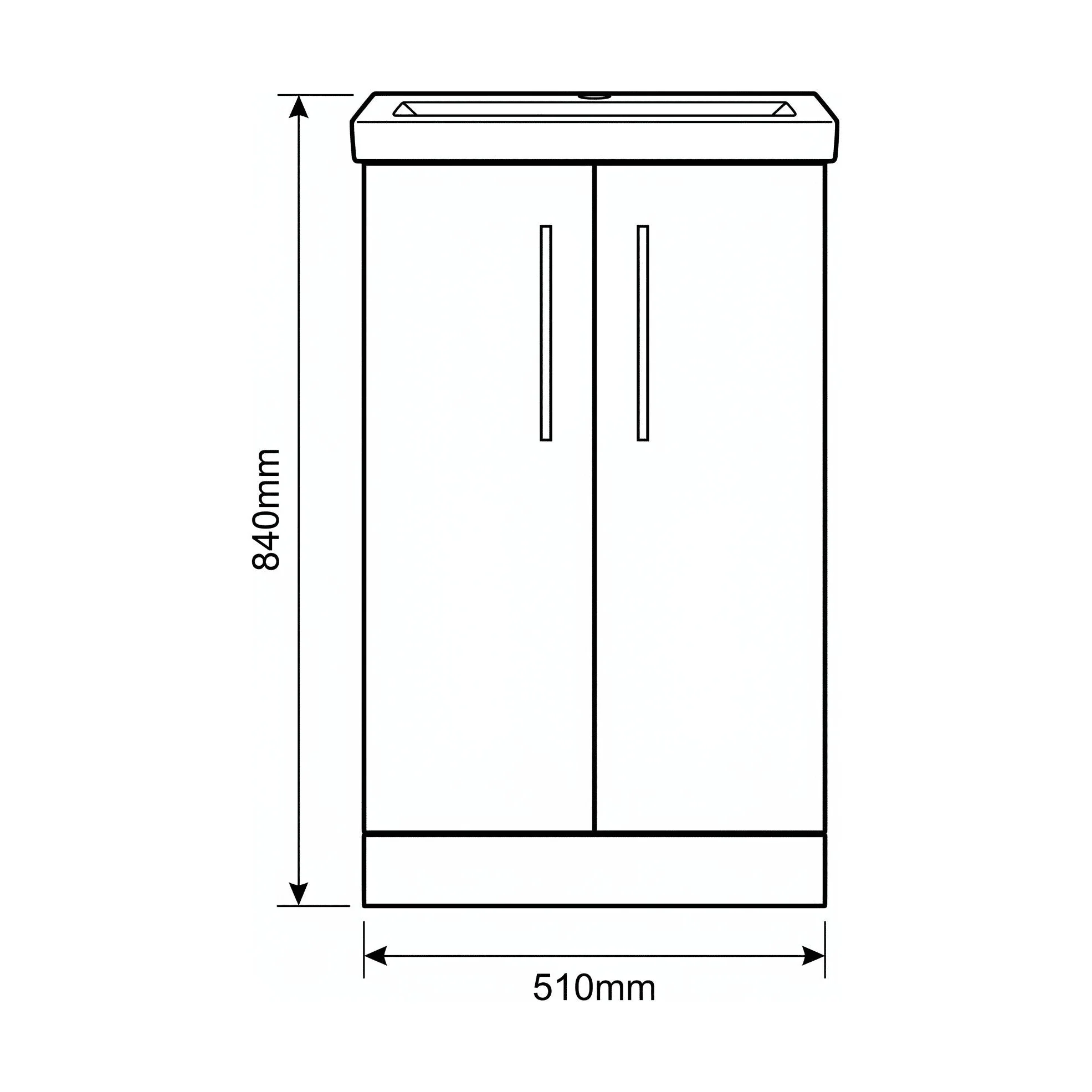 Bramshall Floor Standing 2 Door Vanity Basin Unit with Mid-Edge Basin, 800mm, Choice of Colour and Handle Finish - Image 132