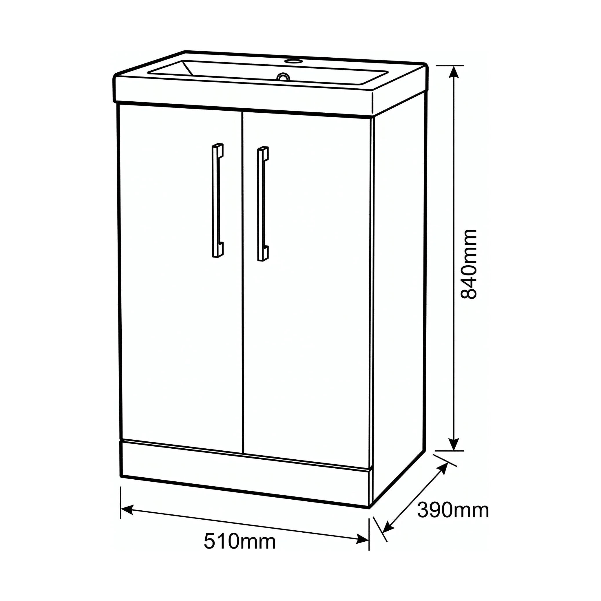 Bramshall Floor Standing 2 Door Vanity Basin Unit with Mid-Edge Basin, 800mm, Choice of Colour and Handle Finish - Image 133