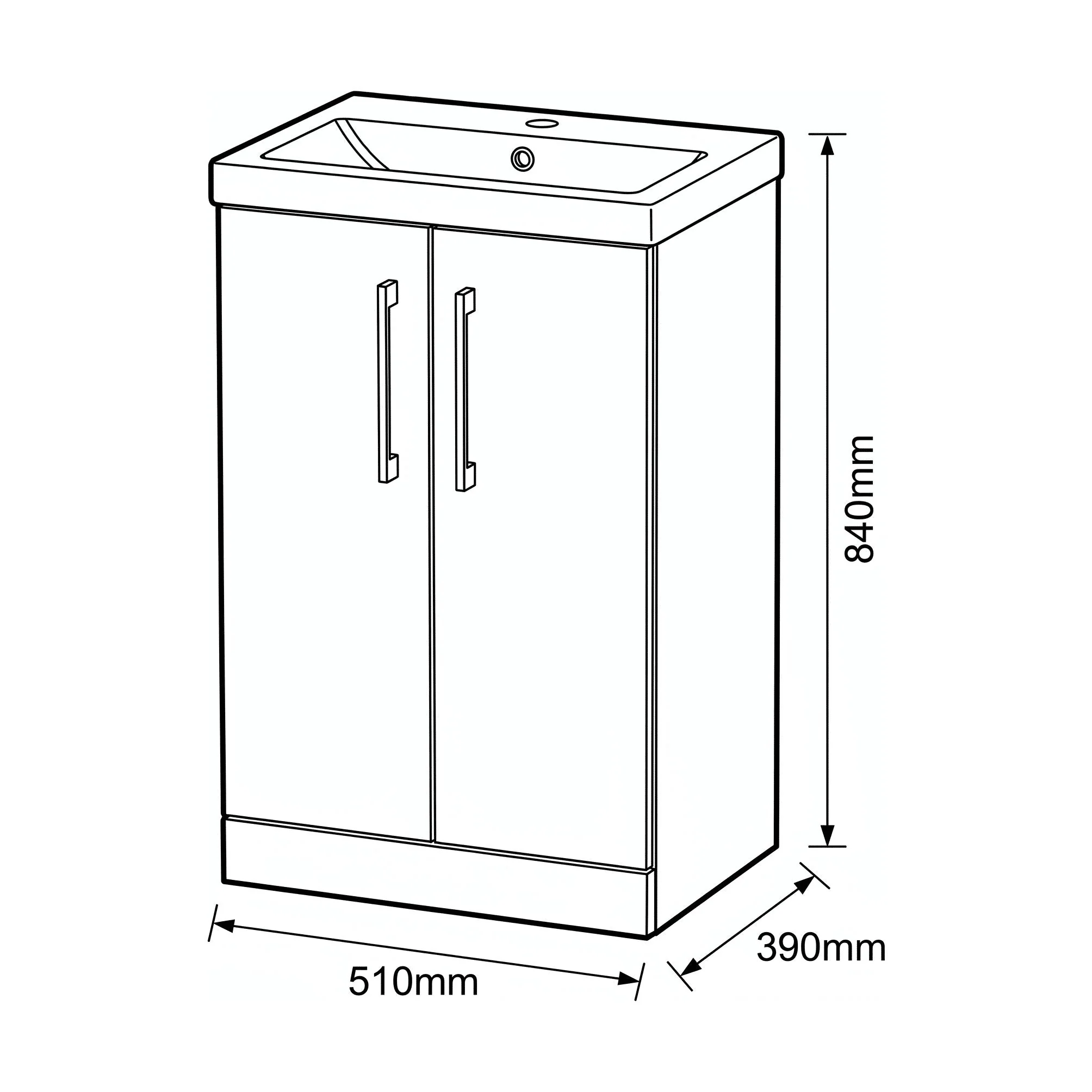 Bramshall Floor Standing 2 Door Vanity Basin Unit with Mid-Edge Basin, 800mm, Choice of Colour and Handle Finish - Image 136