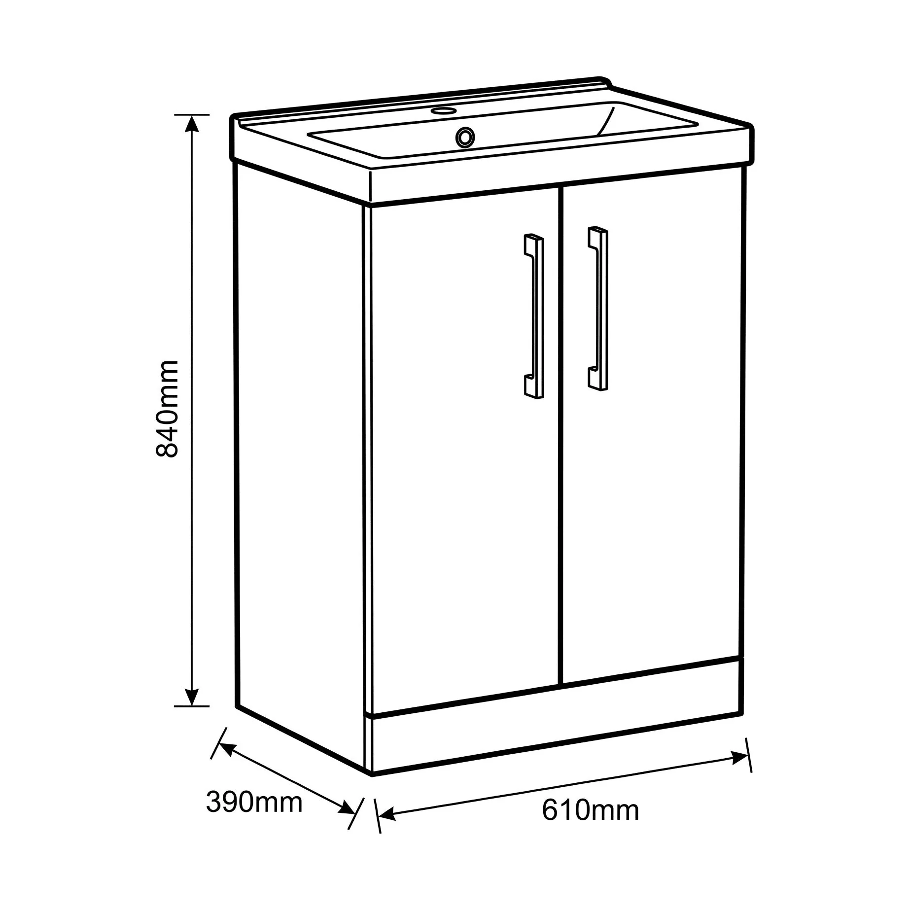 Bramshall Floor Standing 2 Door Vanity Basin Unit with Mid-Edge Basin, 800mm, Choice of Colour and Handle Finish - Image 139