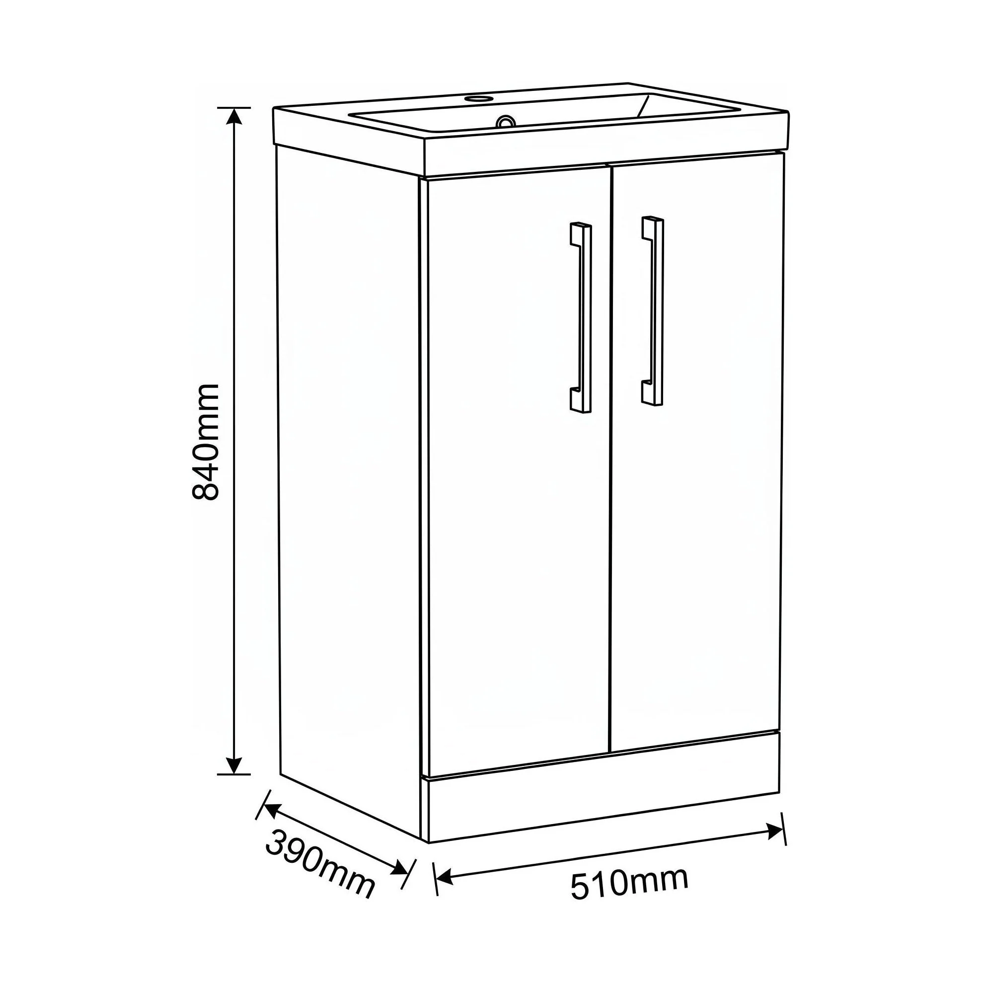 Bramshall Floor Standing 2 Door Vanity Basin Unit with Mid-Edge Basin, 800mm, Choice of Colour and Handle Finish - Image 142