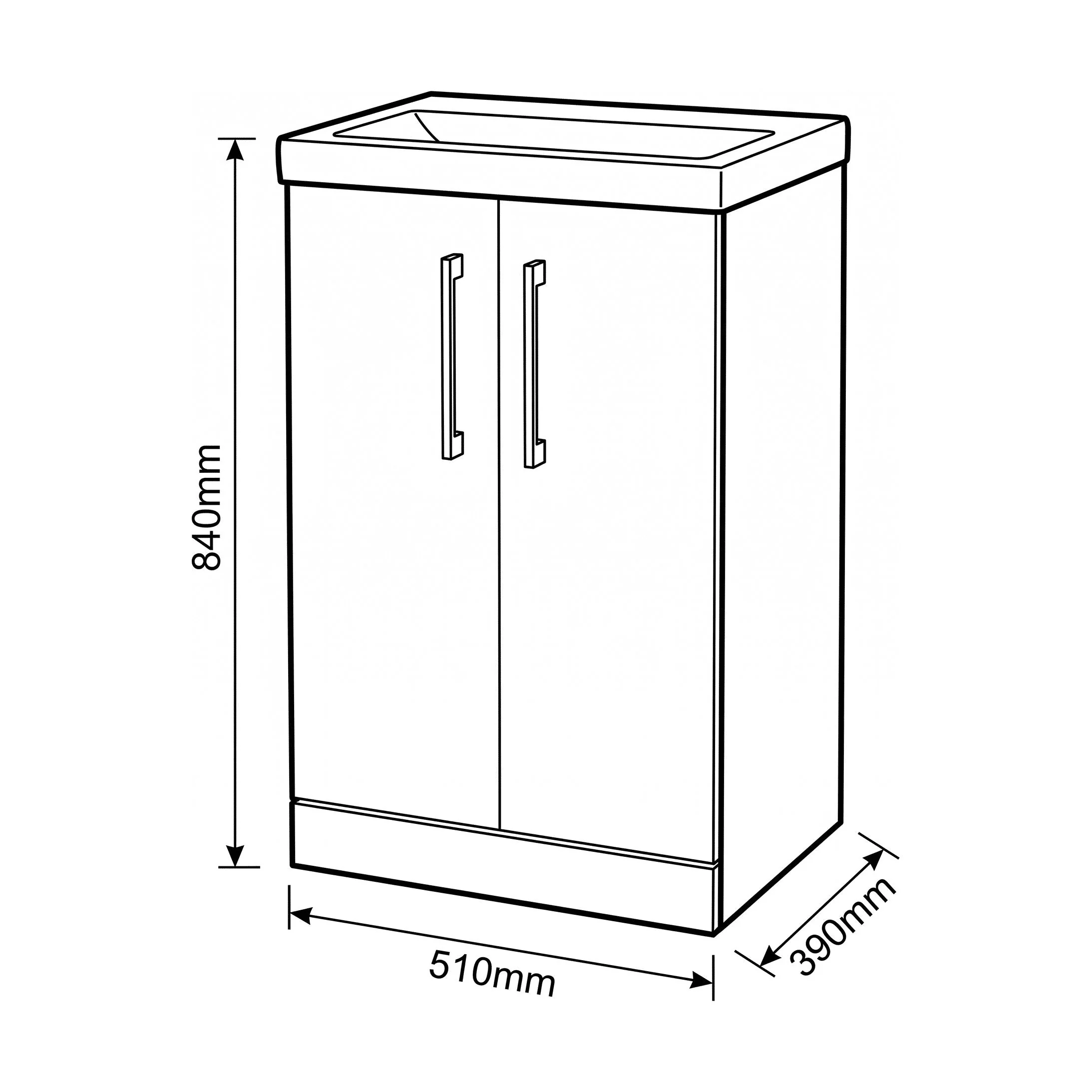 Bramshall Floor Standing 2 Door Vanity Basin Unit with Mid-Edge Basin, 800mm, Choice of Colour and Handle Finish - Image 143