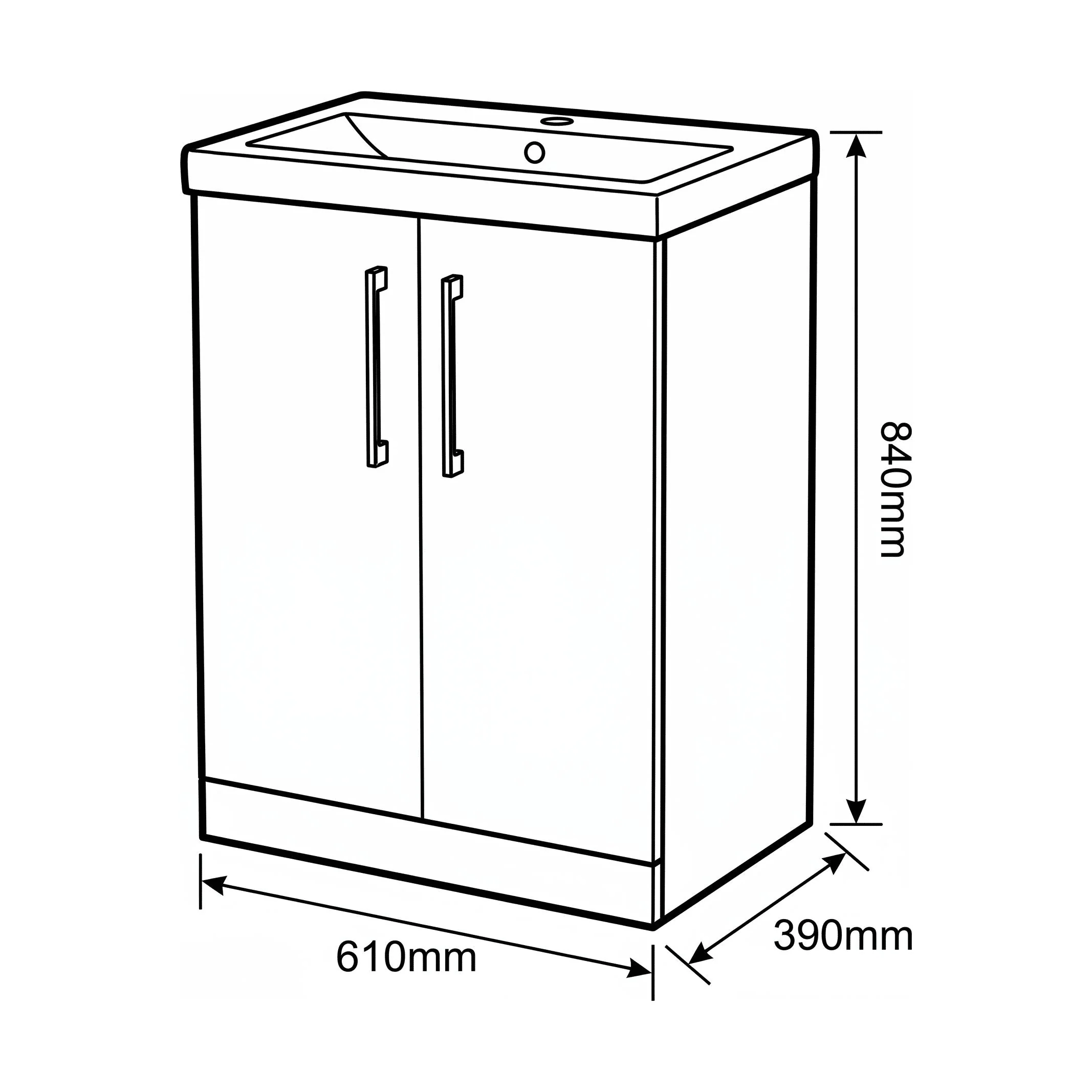 Bramshall Floor Standing 2 Door Vanity Basin Unit with Mid-Edge Basin, 800mm, Choice of Colour and Handle Finish - Image 144