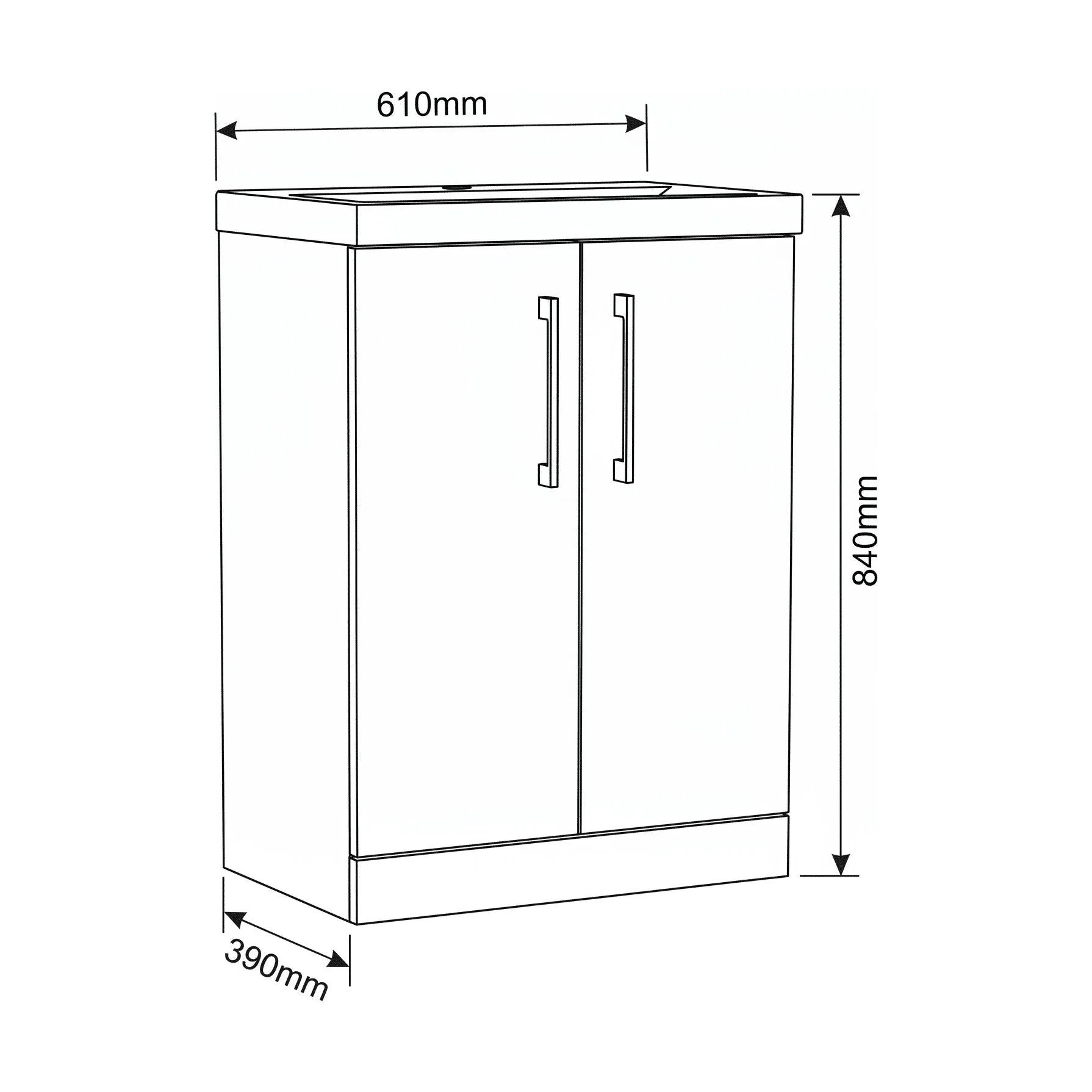 Bramshall Floor Standing 2 Door Vanity Basin Unit with Mid-Edge Basin, 800mm, Choice of Colour and Handle Finish - Image 151