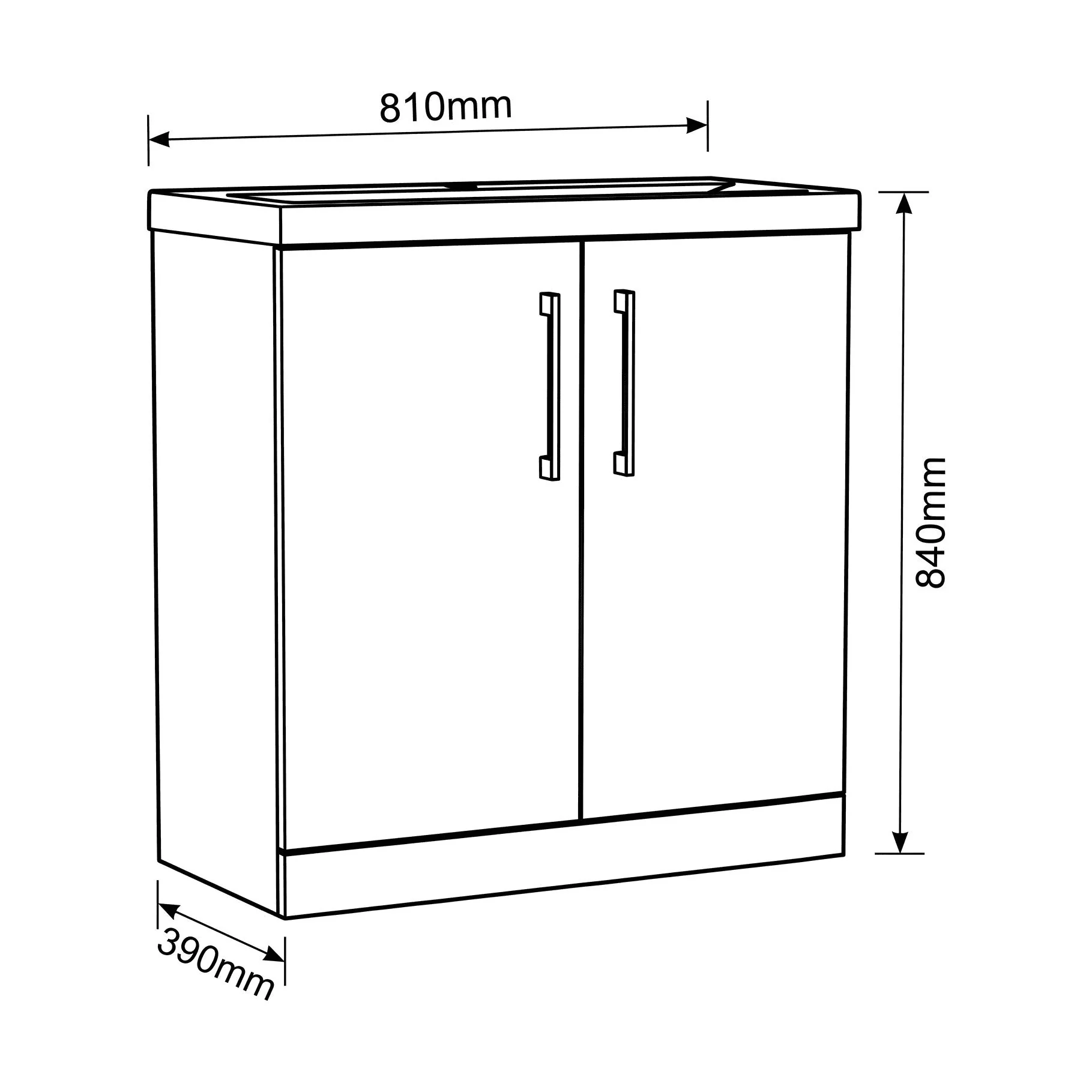Bramshall Floor Standing 2 Door Vanity Basin Unit with Mid-Edge Basin, 800mm, Choice of Colour and Handle Finish - Image 154