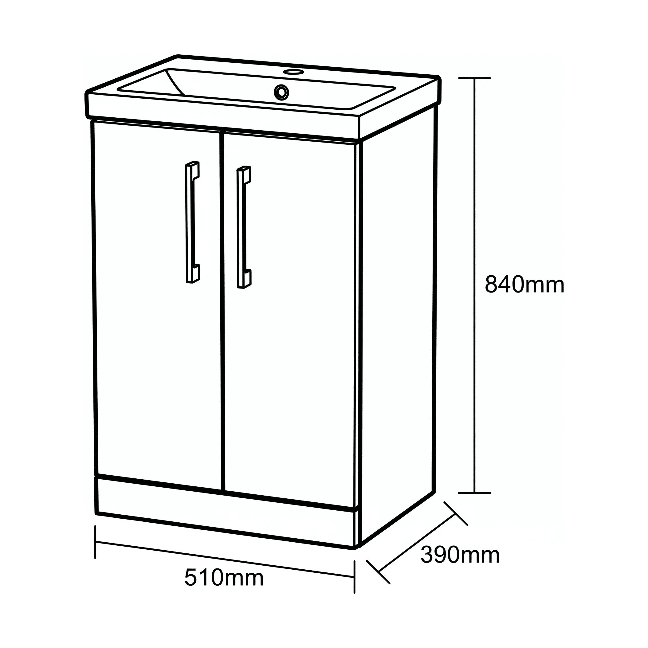 Bramshall Floor Standing 2 Door Vanity Basin Unit with Mid-Edge Basin, 800mm, Choice of Colour and Handle Finish - Image 157